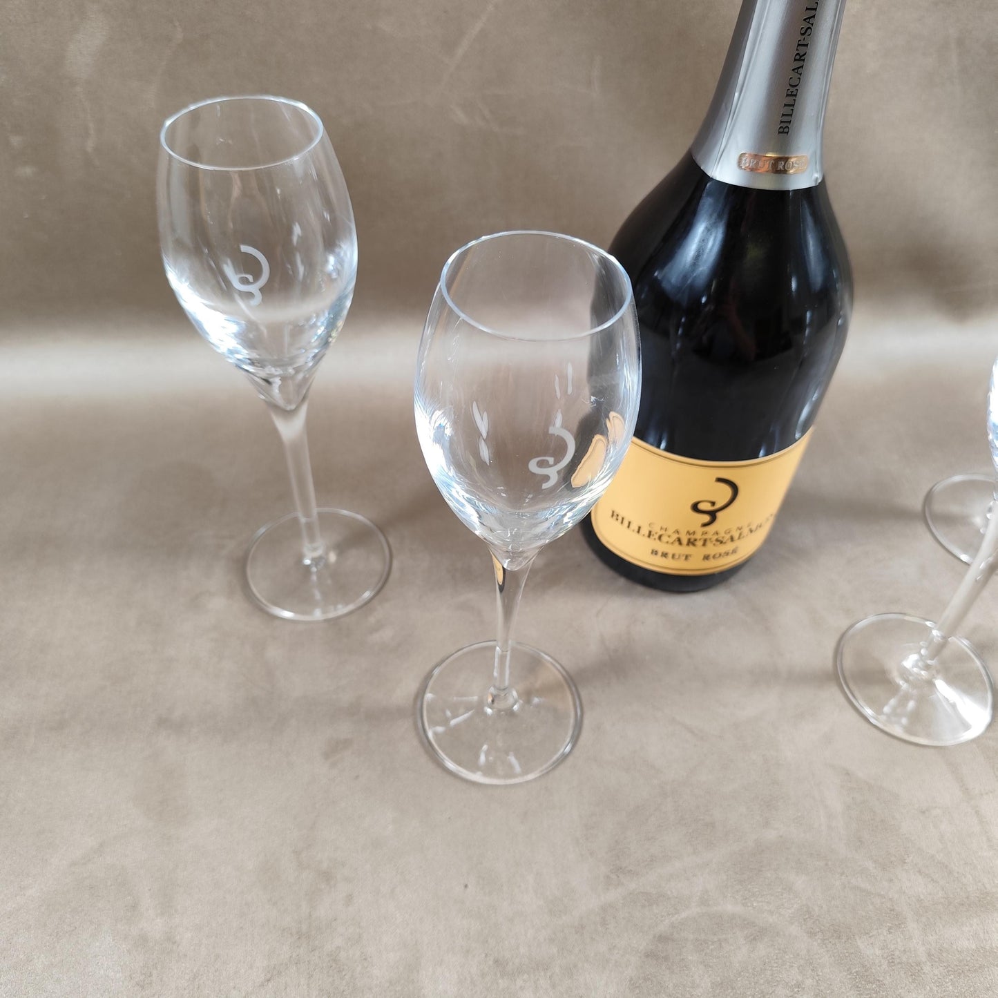 Lot de 4 flute à champagne Billecart Salmon Made in France Vintage 1980