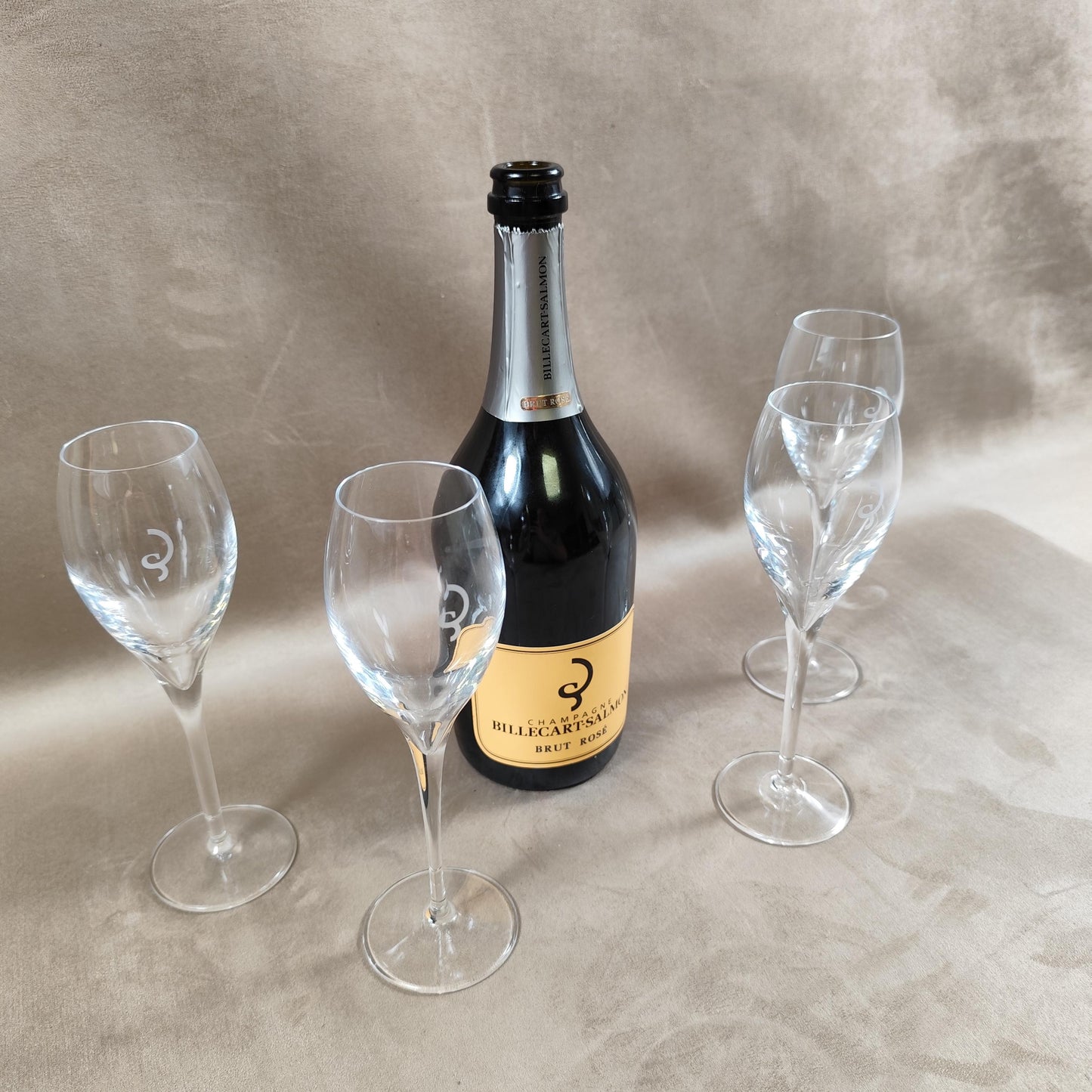 Lot de 4 flute à champagne Billecart Salmon Made in France Vintage 1980