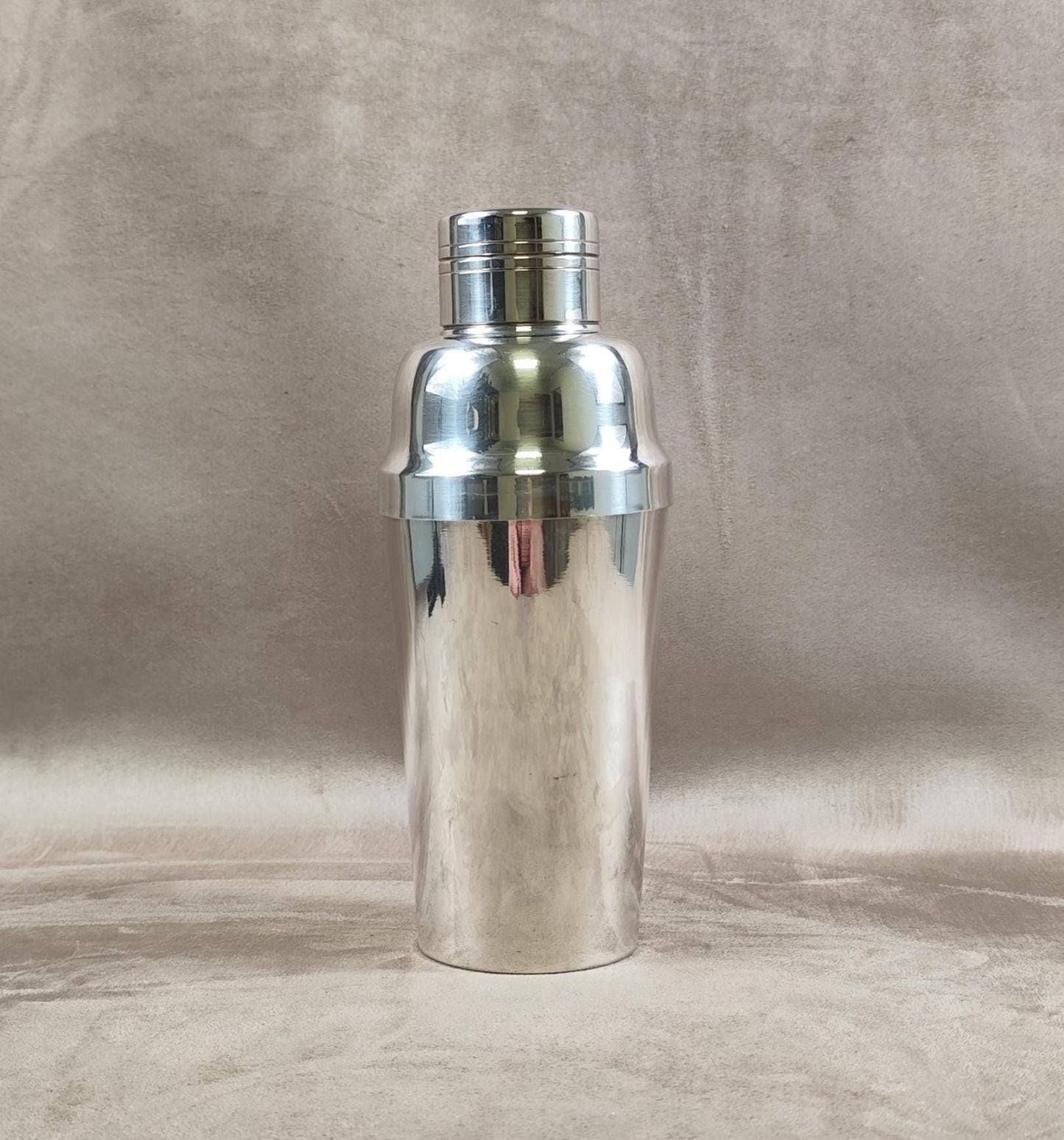 Shaker de Barman en Métal Argenté avec Poinçon d'Orfèvre Made in France Vintage 1970