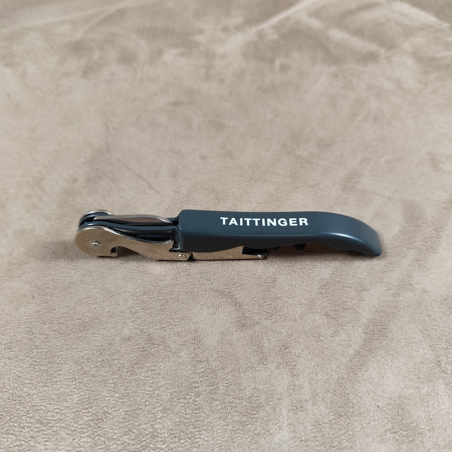 Décapsuleur, Tire-bouchon Champagne TAITTINGER en métal et plastique Made in France Vintage 1980