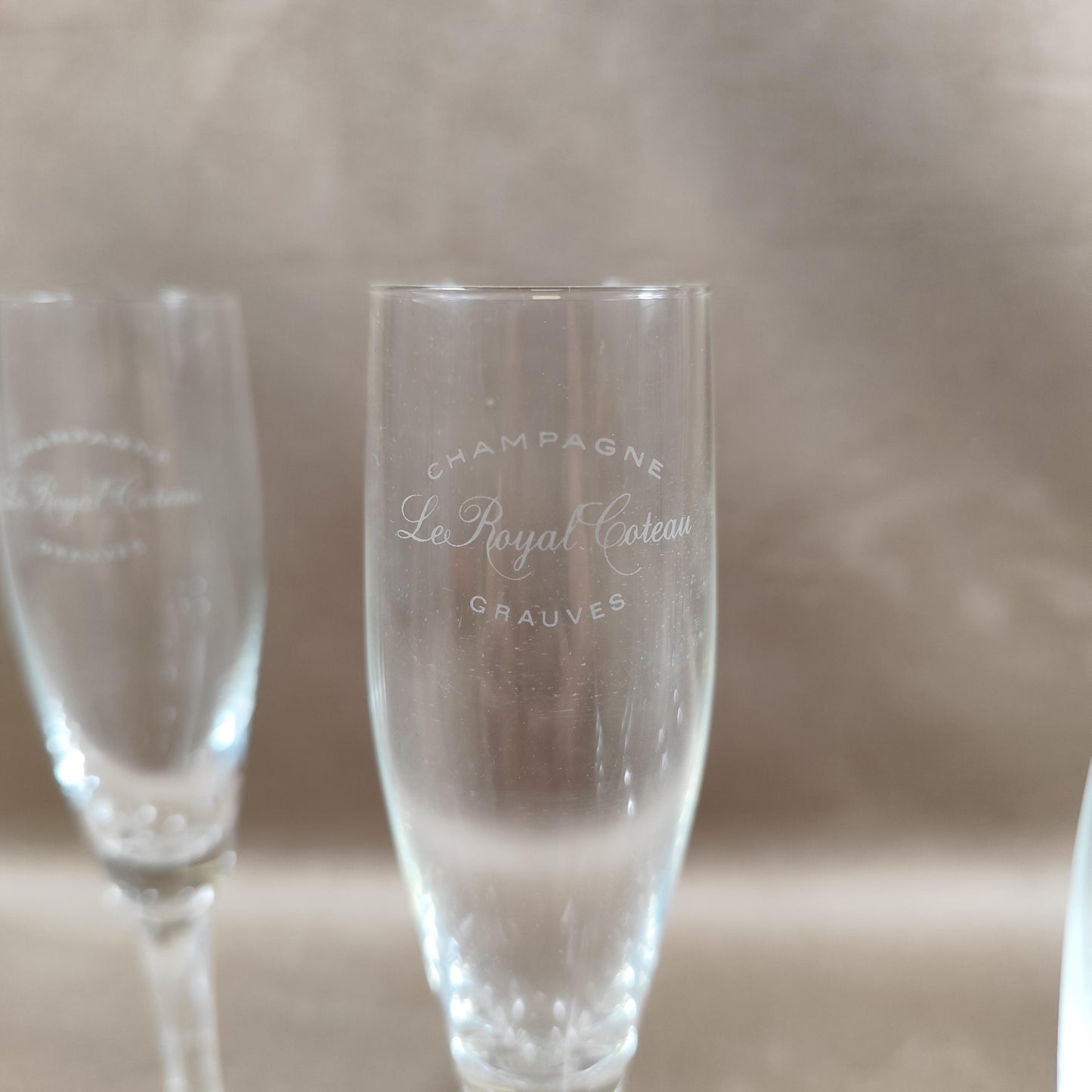 Lot de 6 flutes en cristal Champagne Royal Coteau à Grauves Made in France vintage 1970