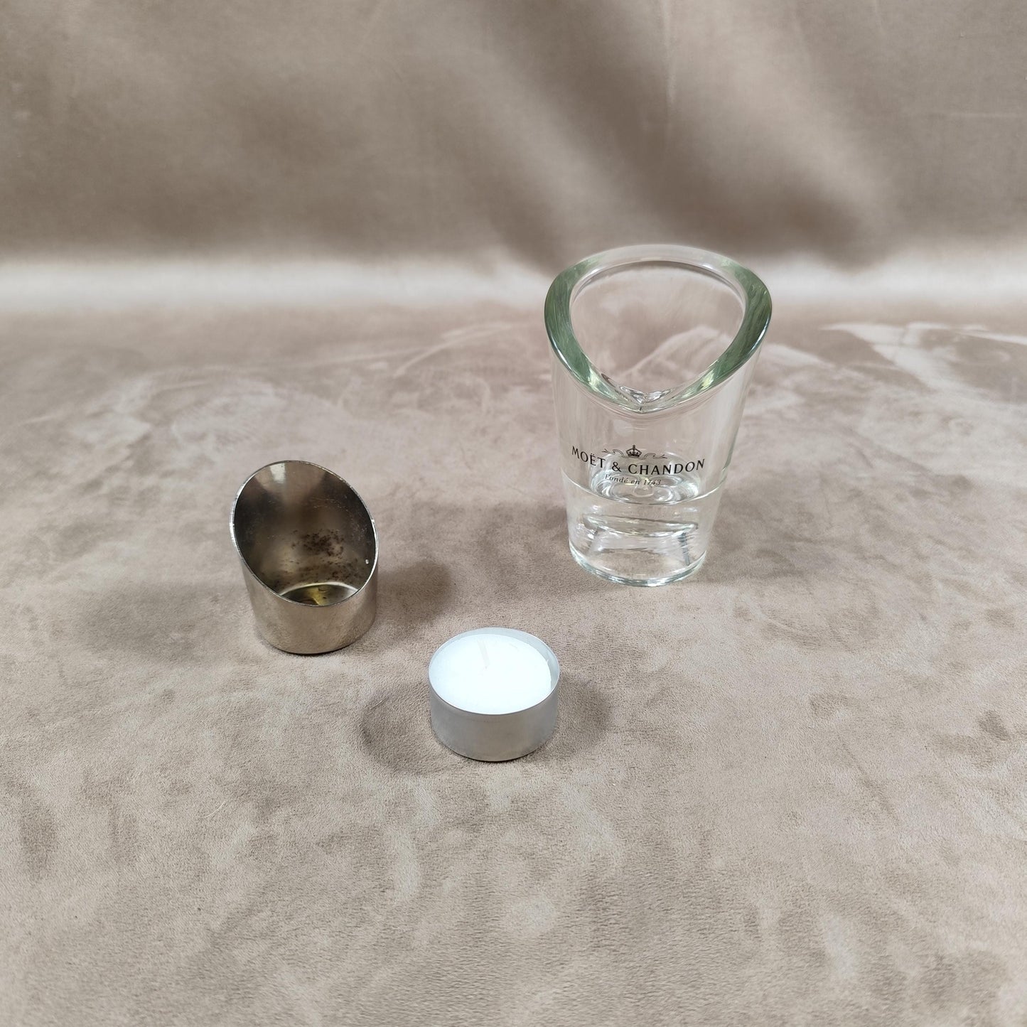 RARE Bougeoir ou photophore Champagne Moet & Chandon en verre Made in France Vintage 1980