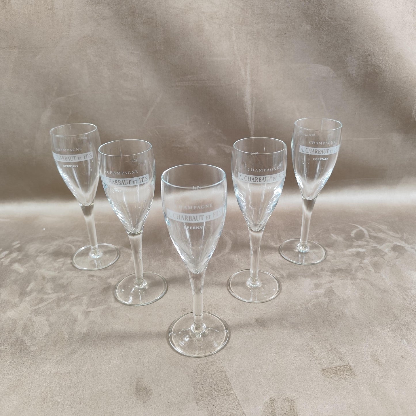 Lot de 6 flutes Champagne A.Charbaut en cristal vintage Made in France 1970
