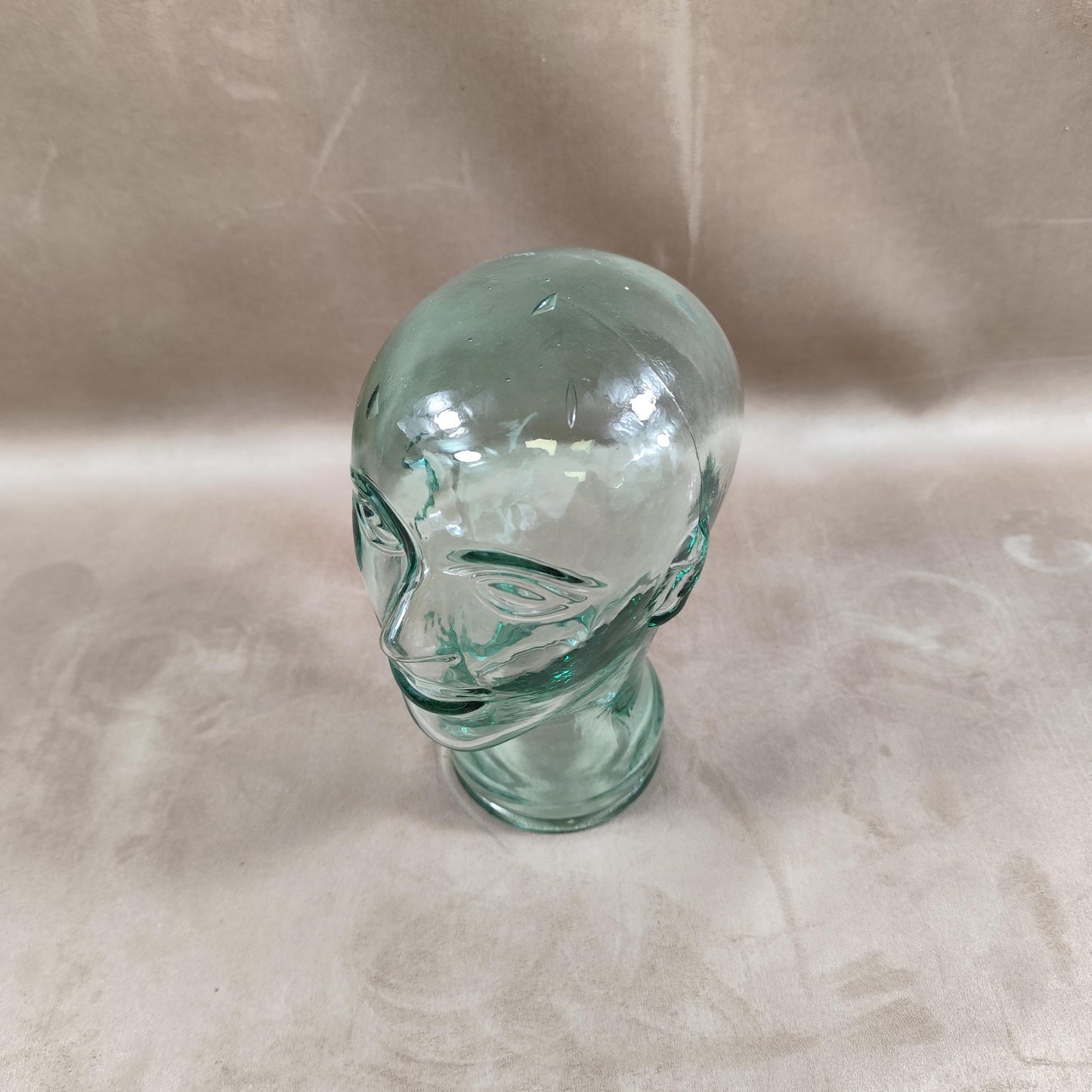 VERY RARE Tête Marotte Porte Chapeau en verre Made in France Vintage 1900