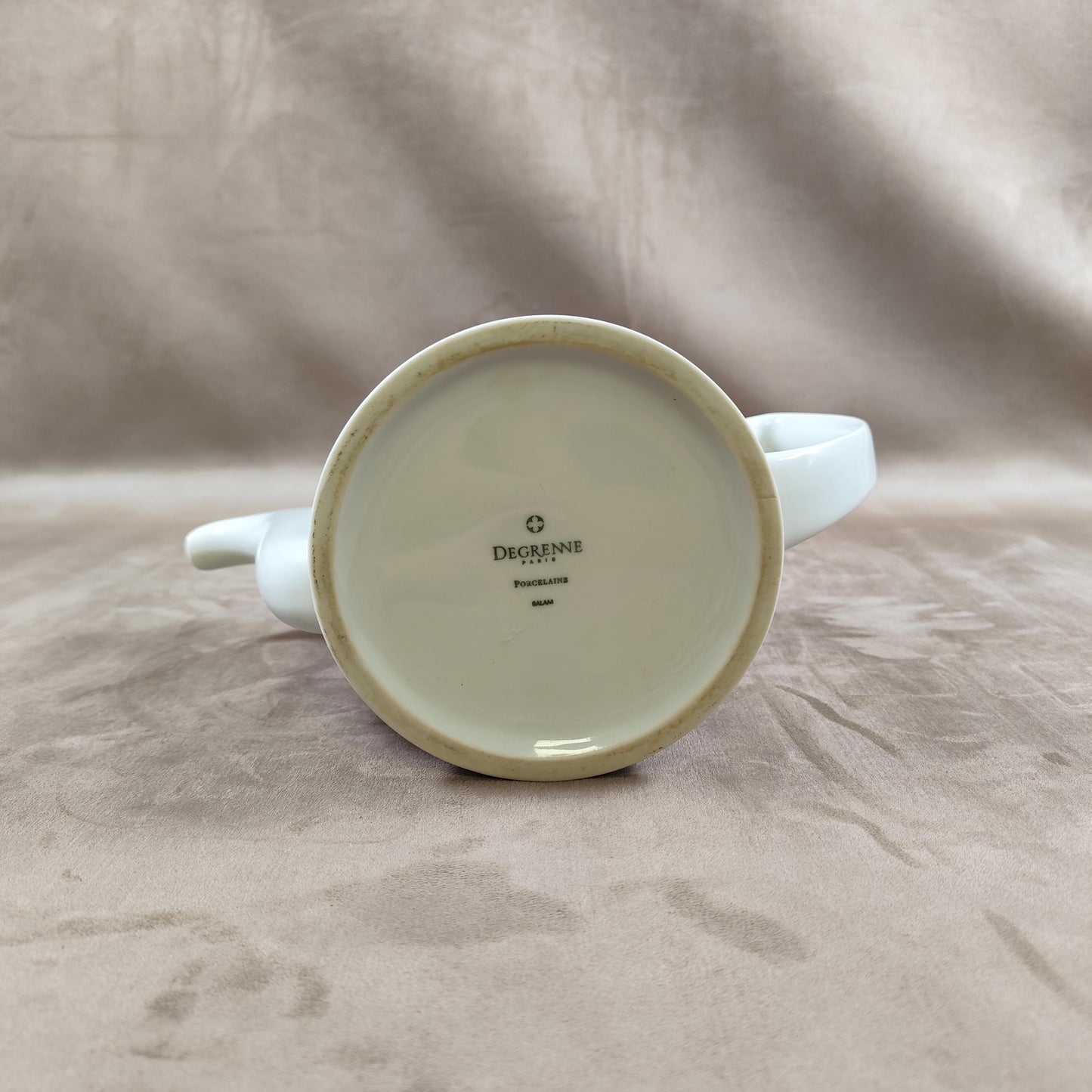 RARE Théière SALAM par Guy Degrenne en métal et céramique blanche Made in France Vintage 1980