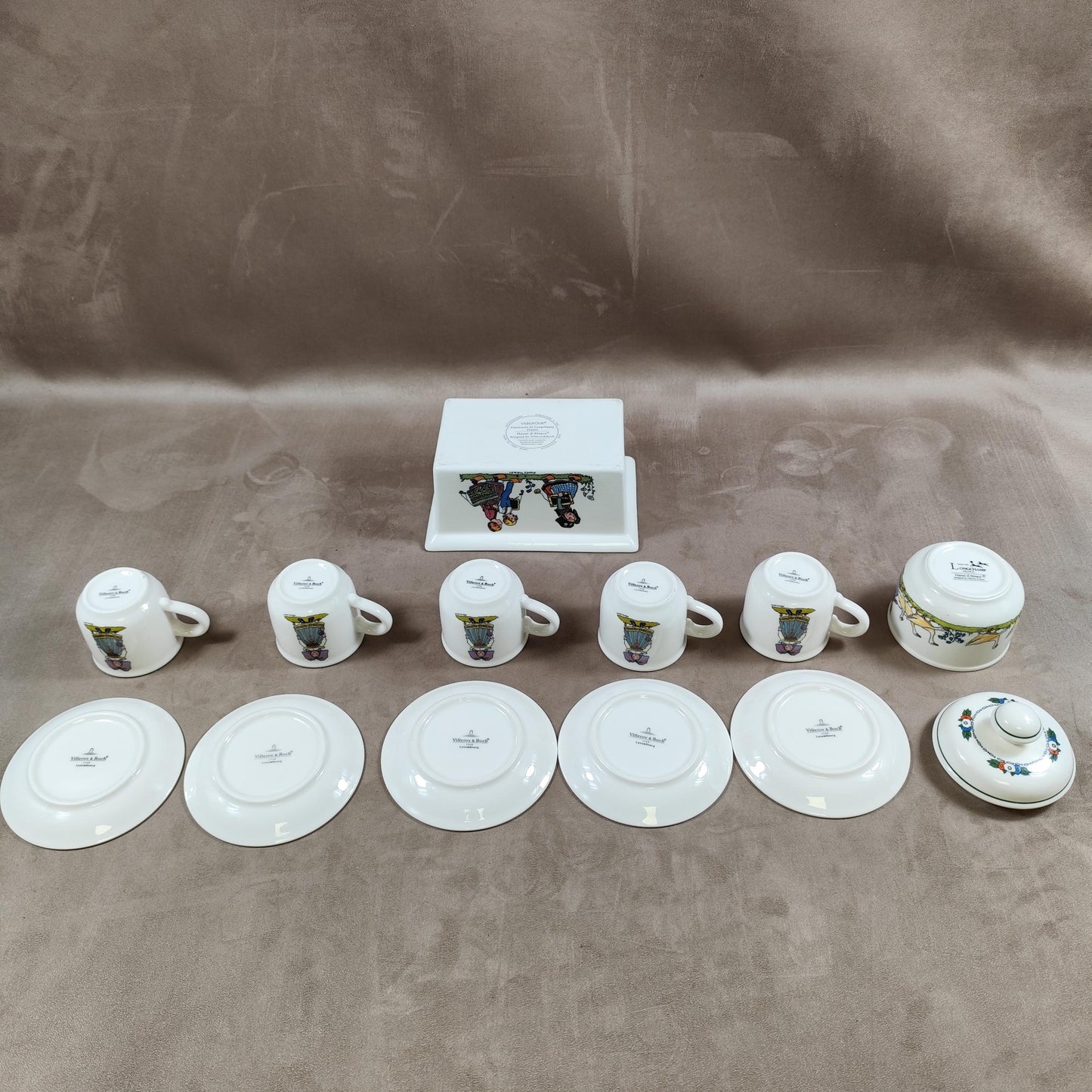 Service à café Hansi d'Alsace en porcelaine par Villeroy & Boch Made in France Vintage 1970