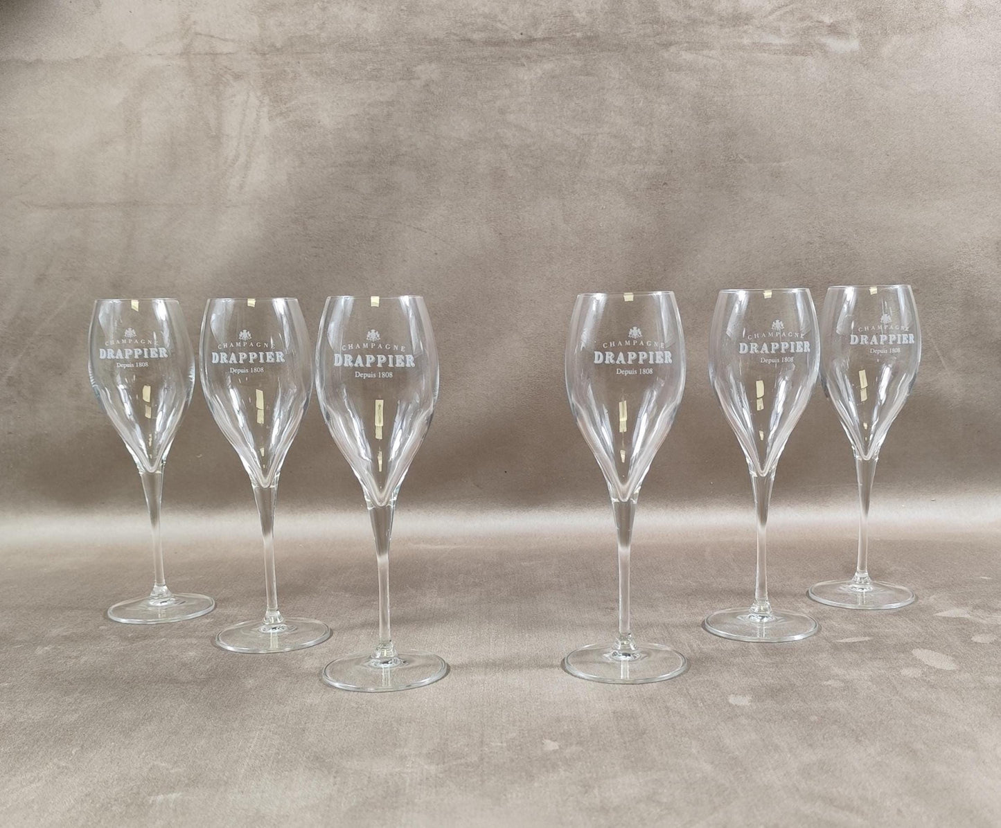 Lot de 6 flutes Champagne Drappier Made in France Vintage 1980