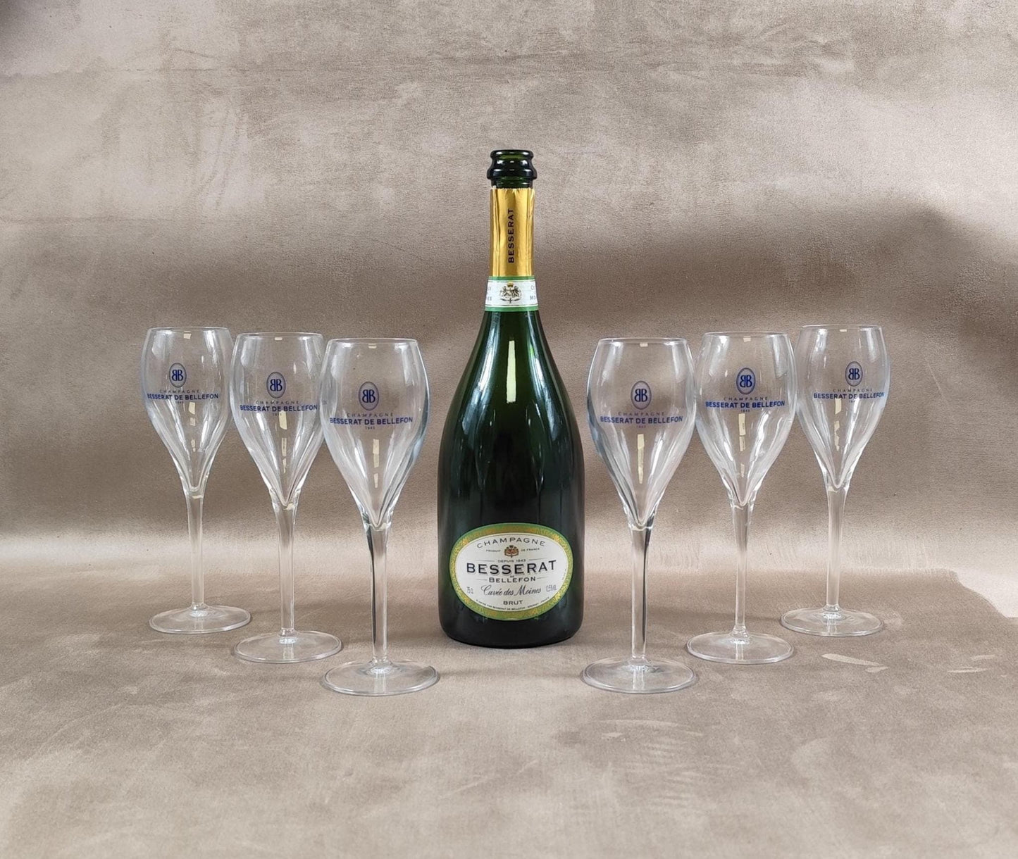 Lot de 6 flute à champagne Besserat de Bellefon Made in France Vintage 1980