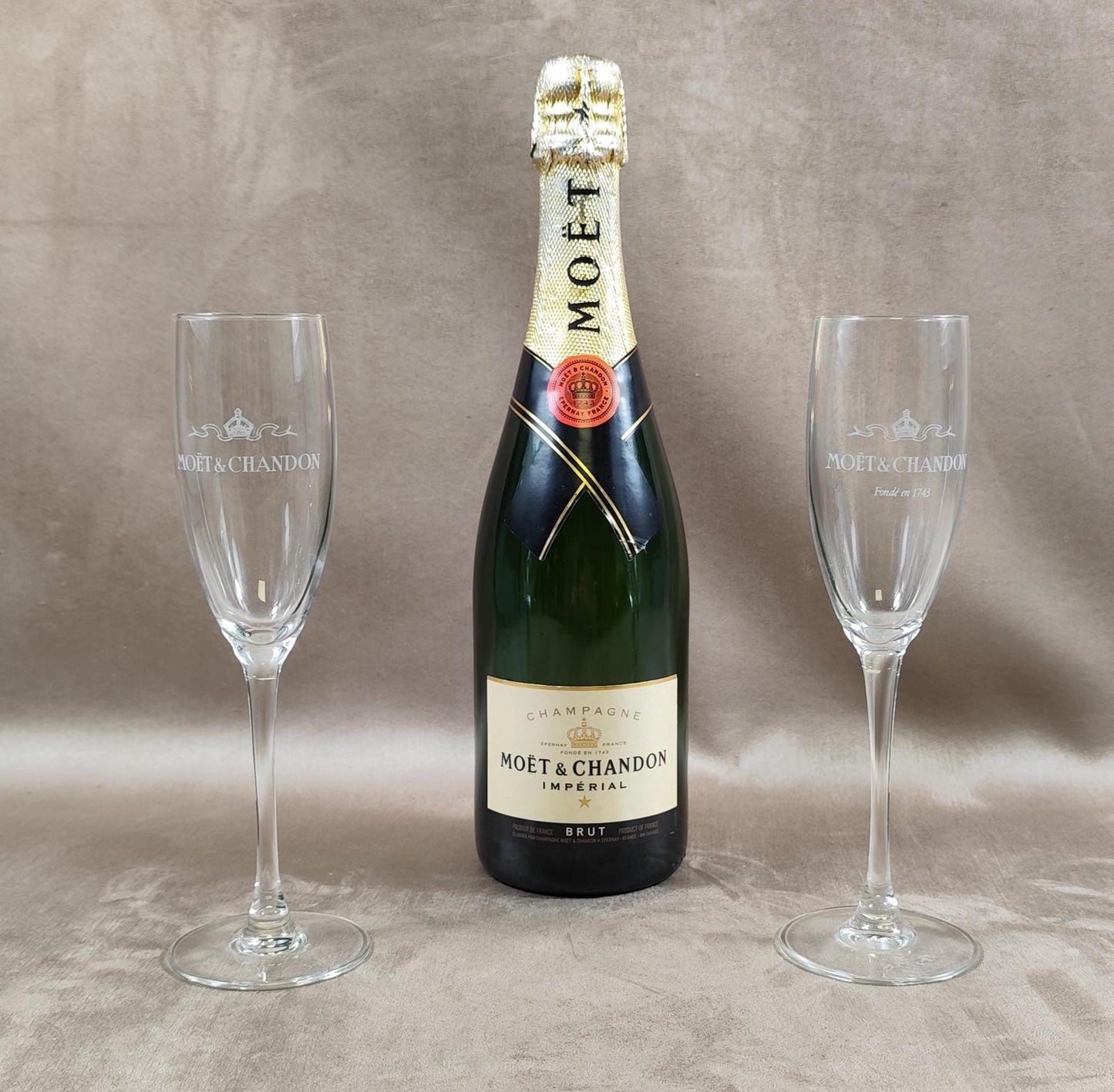 Lot de 2 flutes à champagne Moet et Chandon Made in France Vintage 1970