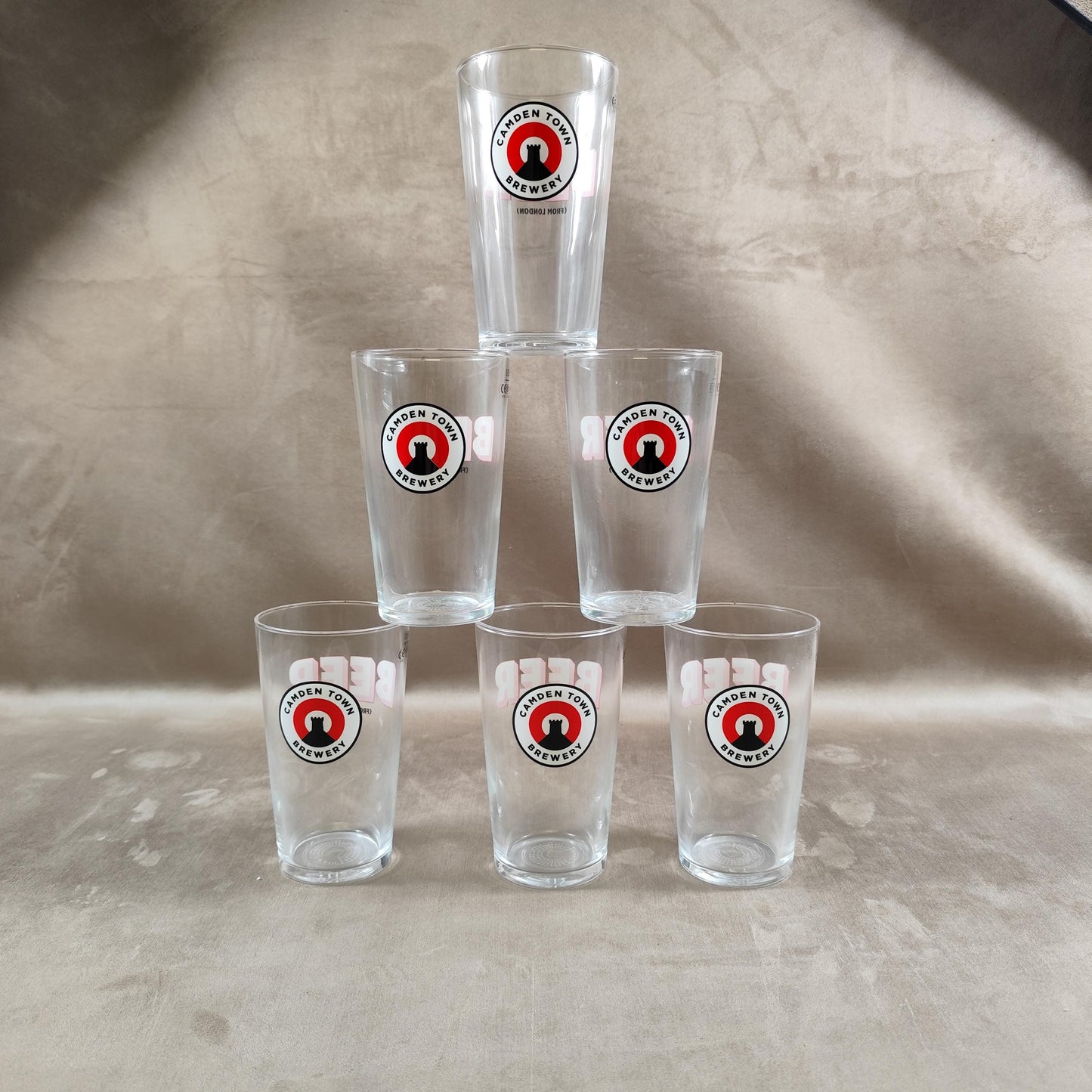 Lot de 6 verres à bière Camden Town en verre Made in France Vintage 2000