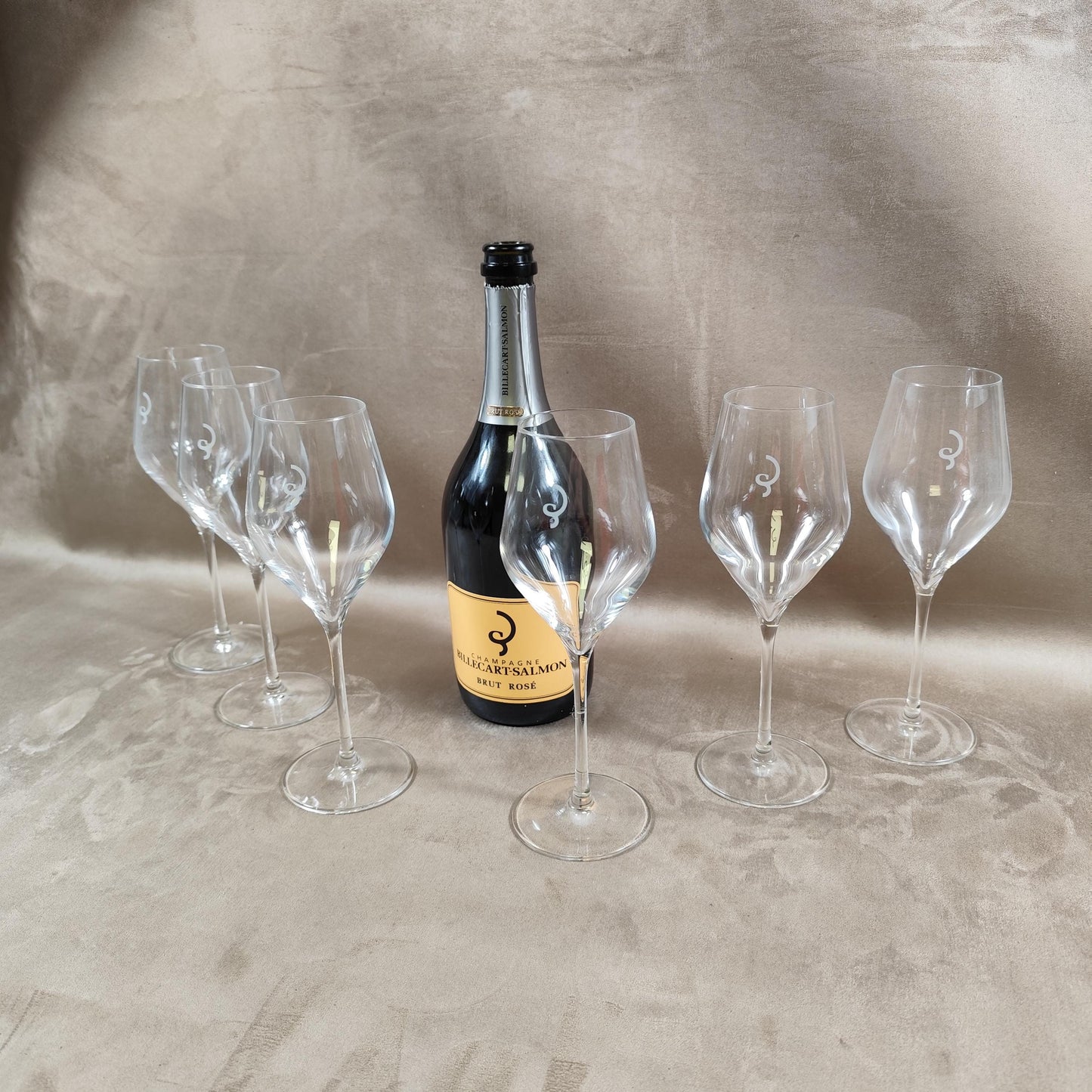 Lot de 6 flutes à champagne Billecart Salmon Made in France Vintage 1980