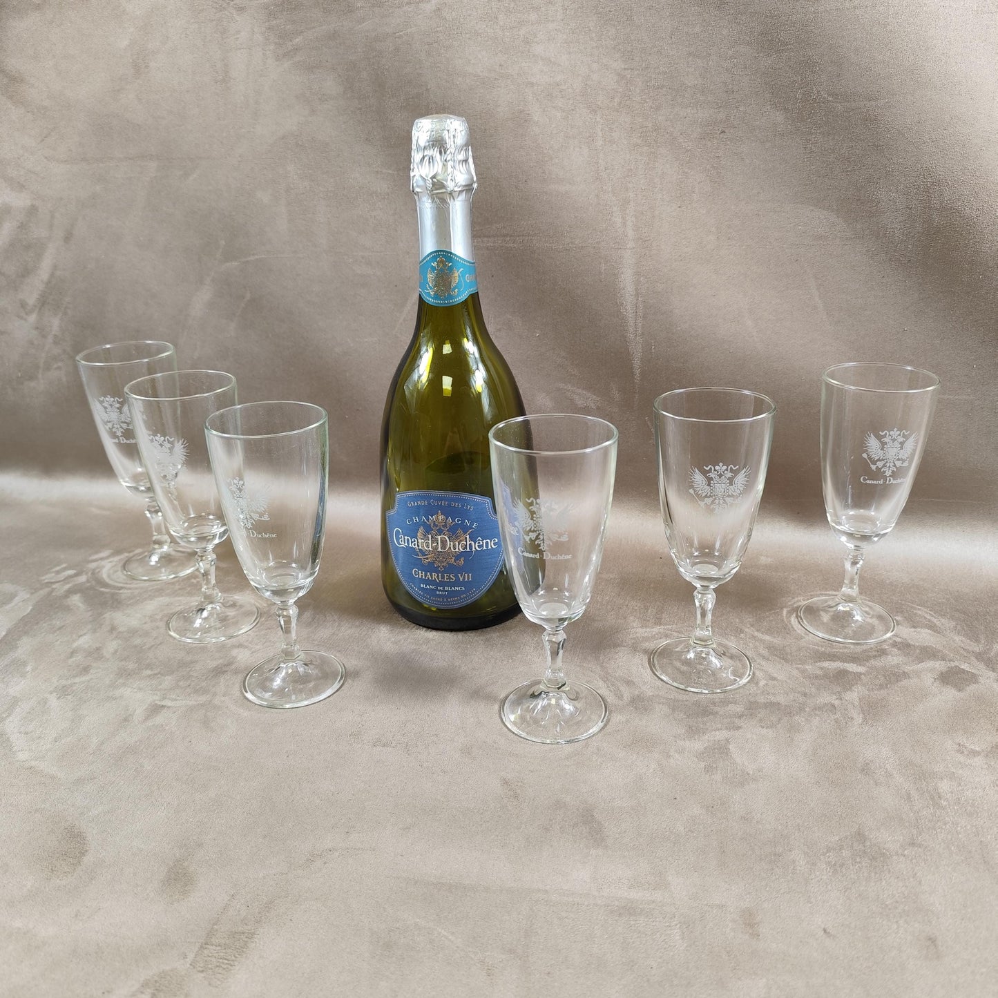 Lot de 6 flutes Champagne Canard Duchêne Made in France Vintage 1970
