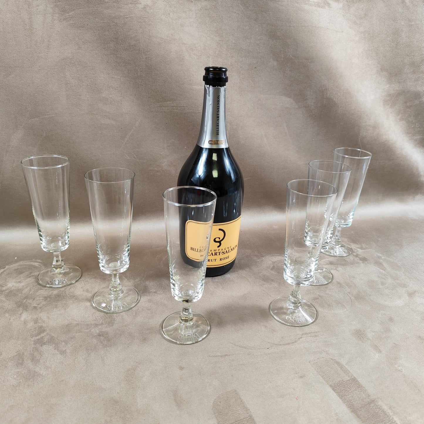 Lot de 6 flutes à Champagne Billecart Salmon Made in France Vintage 1980