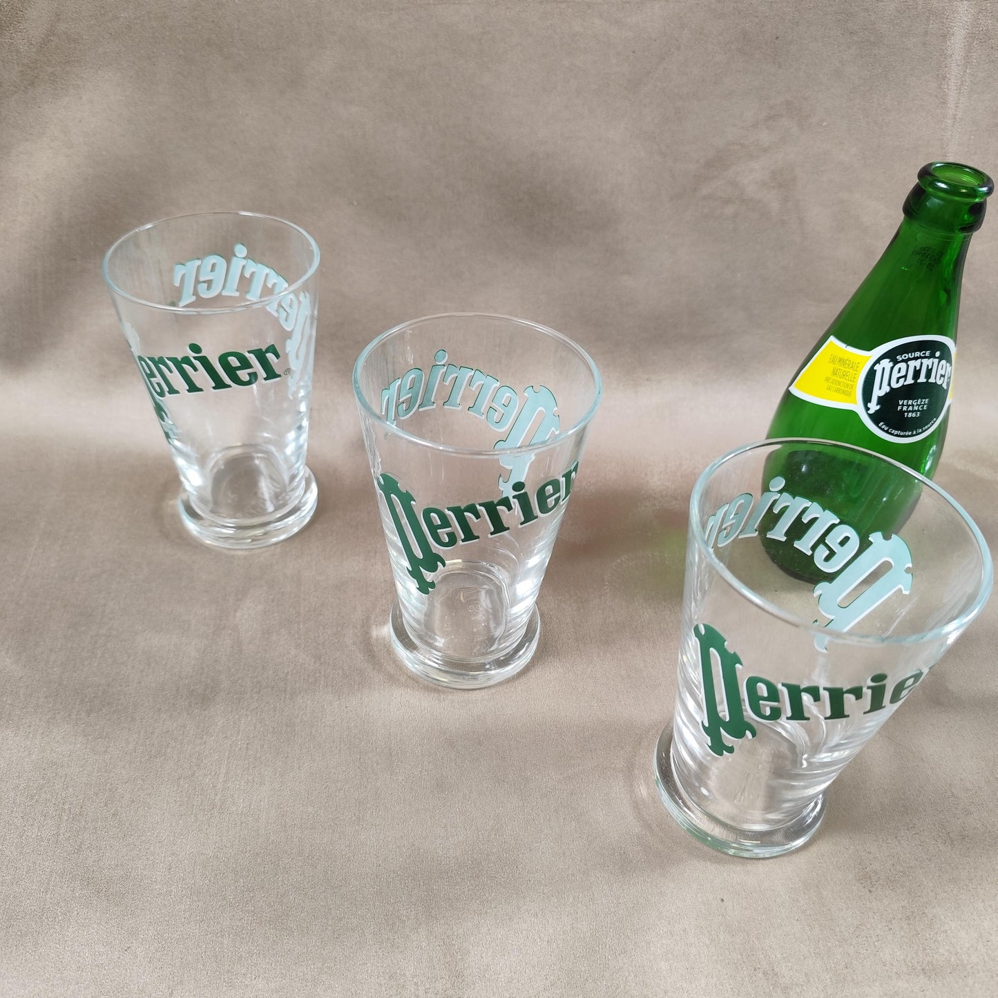 Lot 6 verres Perrier eau gazeuse Made in France Vintage 1980