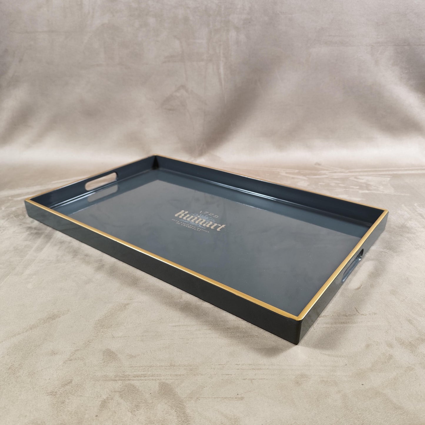 RARE Plateau de service champagne DOM Ruinart en bois gris anthracite vintage Made in France