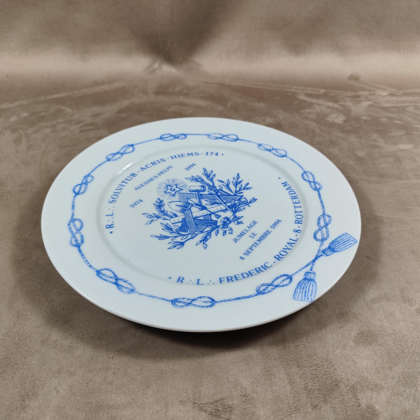 Assiette ancienne Maçonnique Jumelage Made in France Vintage 1994