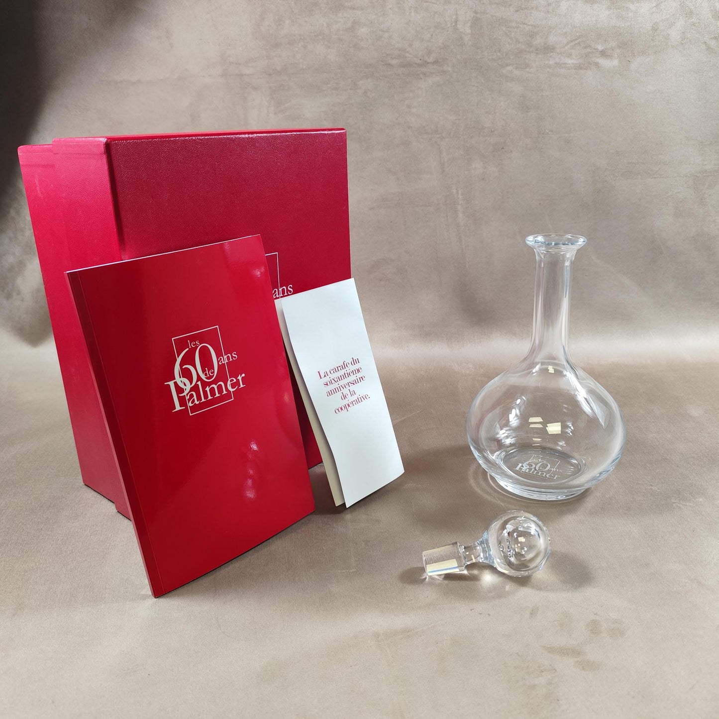 Carafe Champagne Palmer & Co 60ème anniversaire soufflée à la bouche Made in France Vintage 2000