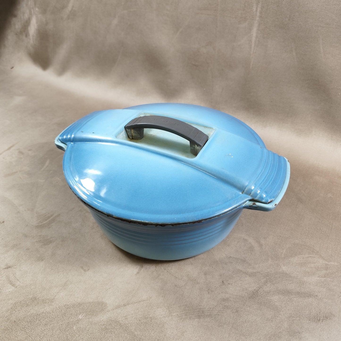 Cocotte LE CREUSET en fonte émaillée bleue Made in France Vintage 1970