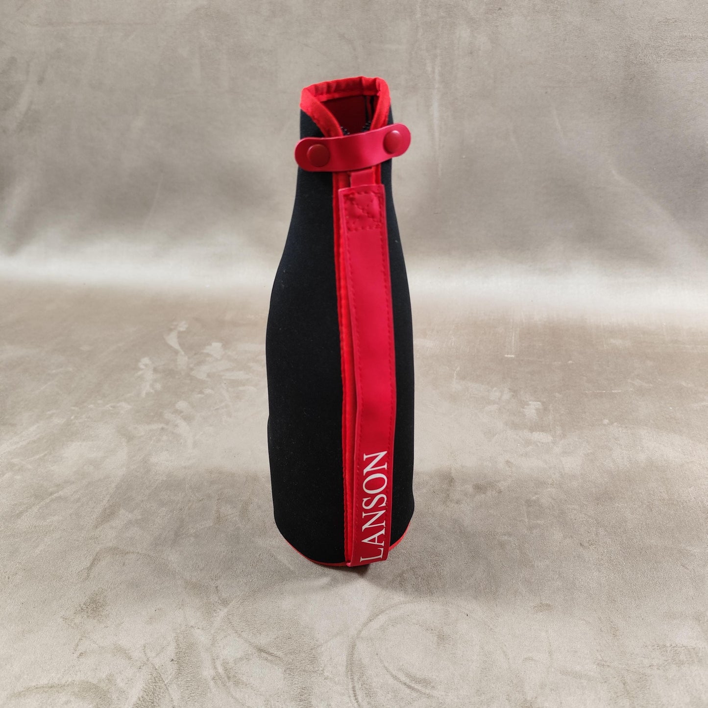 Etui à bouteille Champagne Lanson Black Label en tissu isotherme noir Made in France Vintage 2000