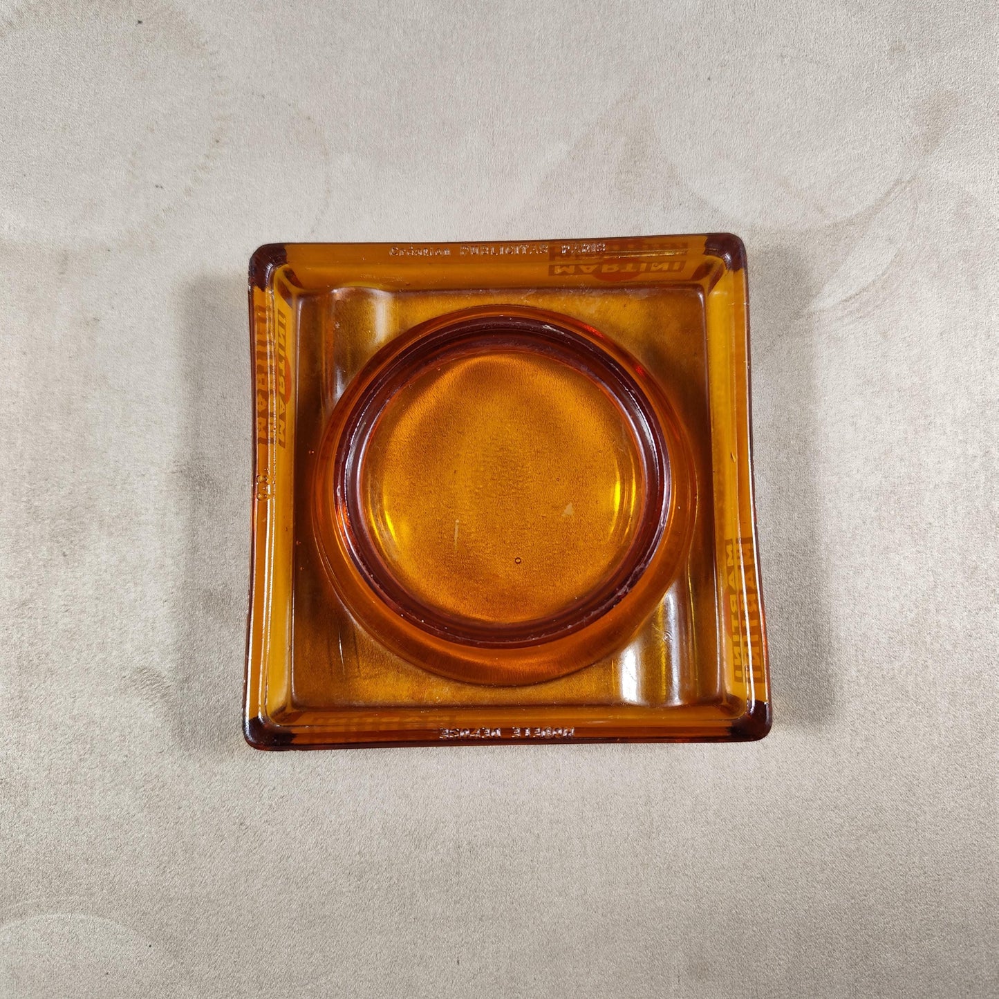Cendrier Martini en verre ambre Made in Italy Vintage 1980