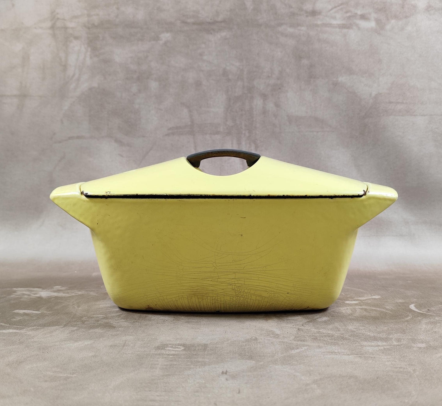 RARE La Coquelle by Raymond Loewy fonte émaillée jaune Made in France Vintage 1960