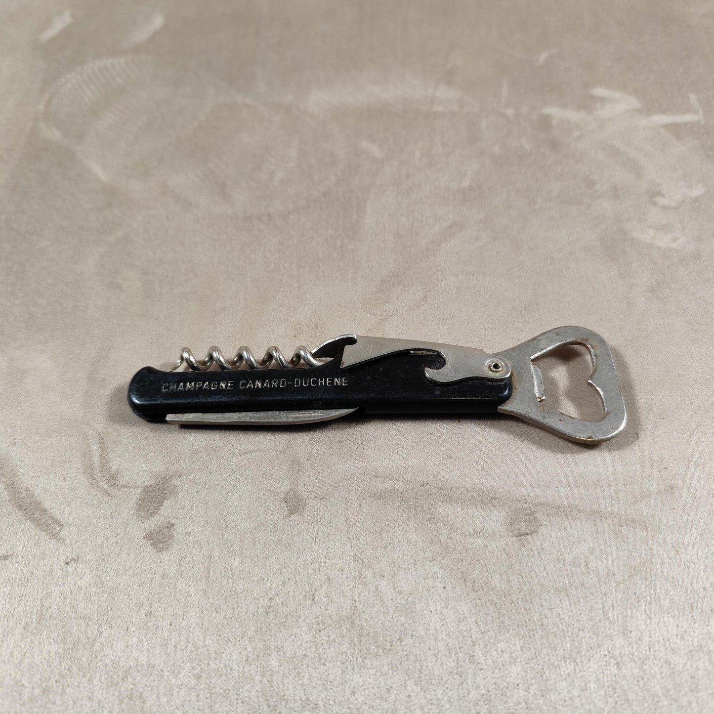 Décapsuleur, Tire-bouchon Champagne Canard Duchene en acier et plastique Made in France Vintage 1970