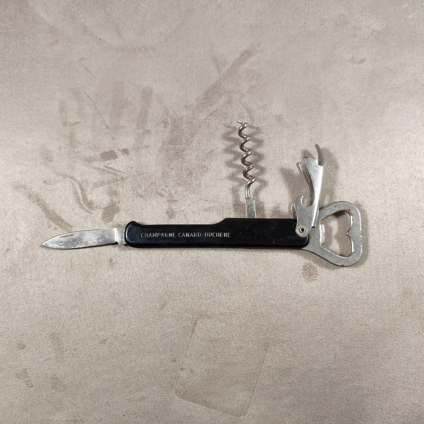 Décapsuleur, Tire-bouchon Champagne Canard Duchene en acier et plastique Made in France Vintage 1970