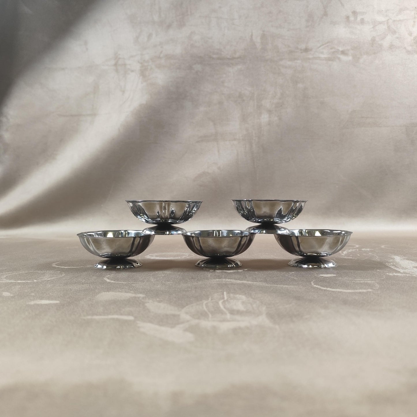 Lot de 5 coupes à glace en inox 18/10 Made in France Vintage 1970