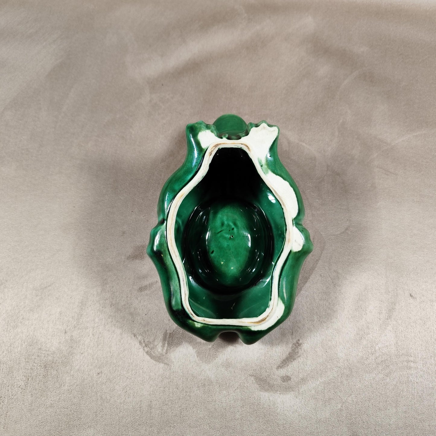 RARE Cendrier L'Heritier Guyot en forme de grenouille en céramique verte Made in France Vintage 1970