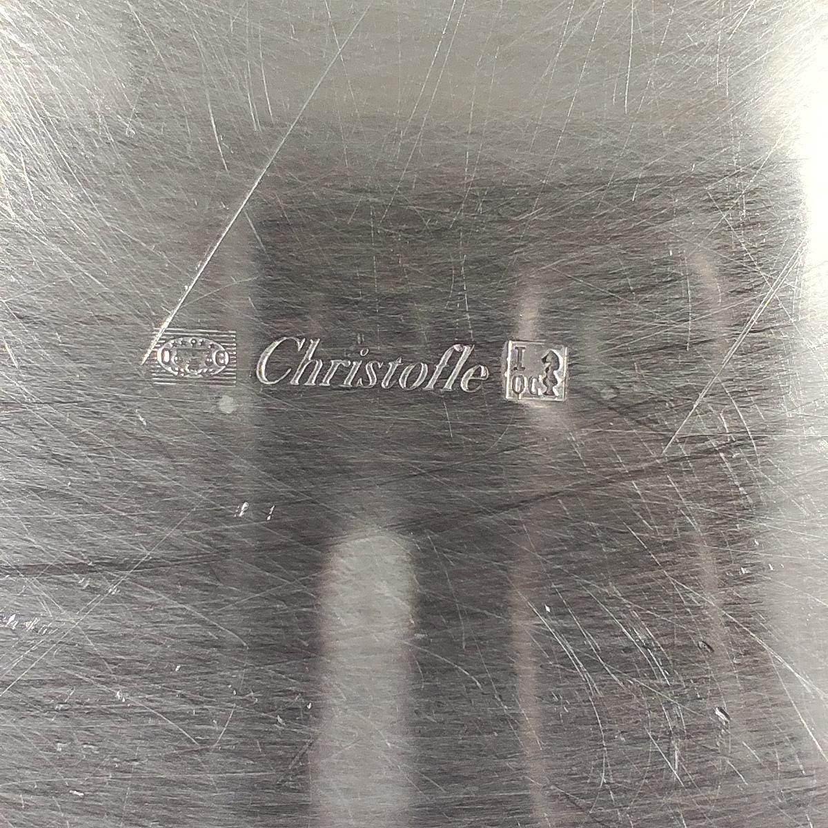 Plat rond Christofle en métal argenté ligne Malmaison avec poinçon d'orfèvre Made in France Vintage 1900