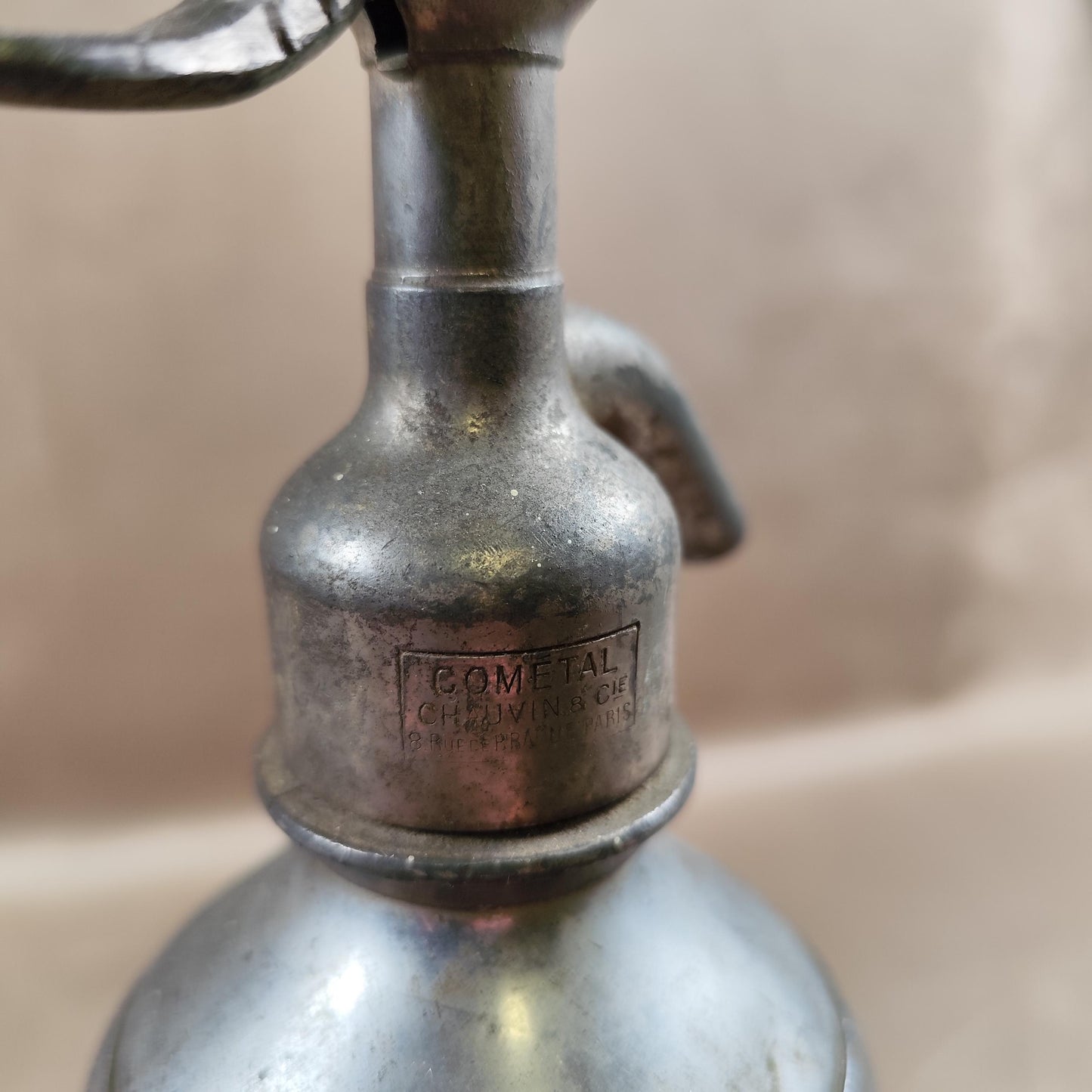 RARE Siphon à eau de seltz en verre et etain sans plomb Made in France vintage 1920