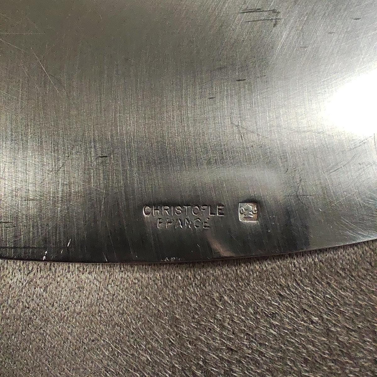 Plat assiette Christofle en métal argenté ligne Malmaison avec poinçon d'orfèvre Made in France Vintage 1900