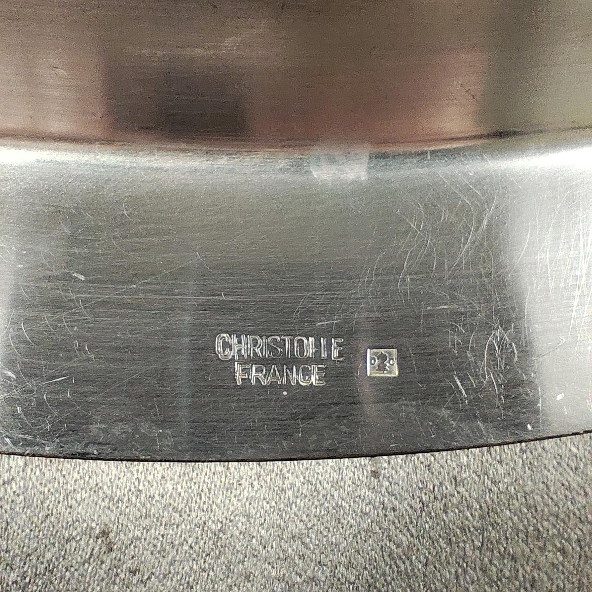 Plat ovale Christofle en métal argenté ligne Malmaison avec poinçon d'orfèvre Made in France Vintage 1900