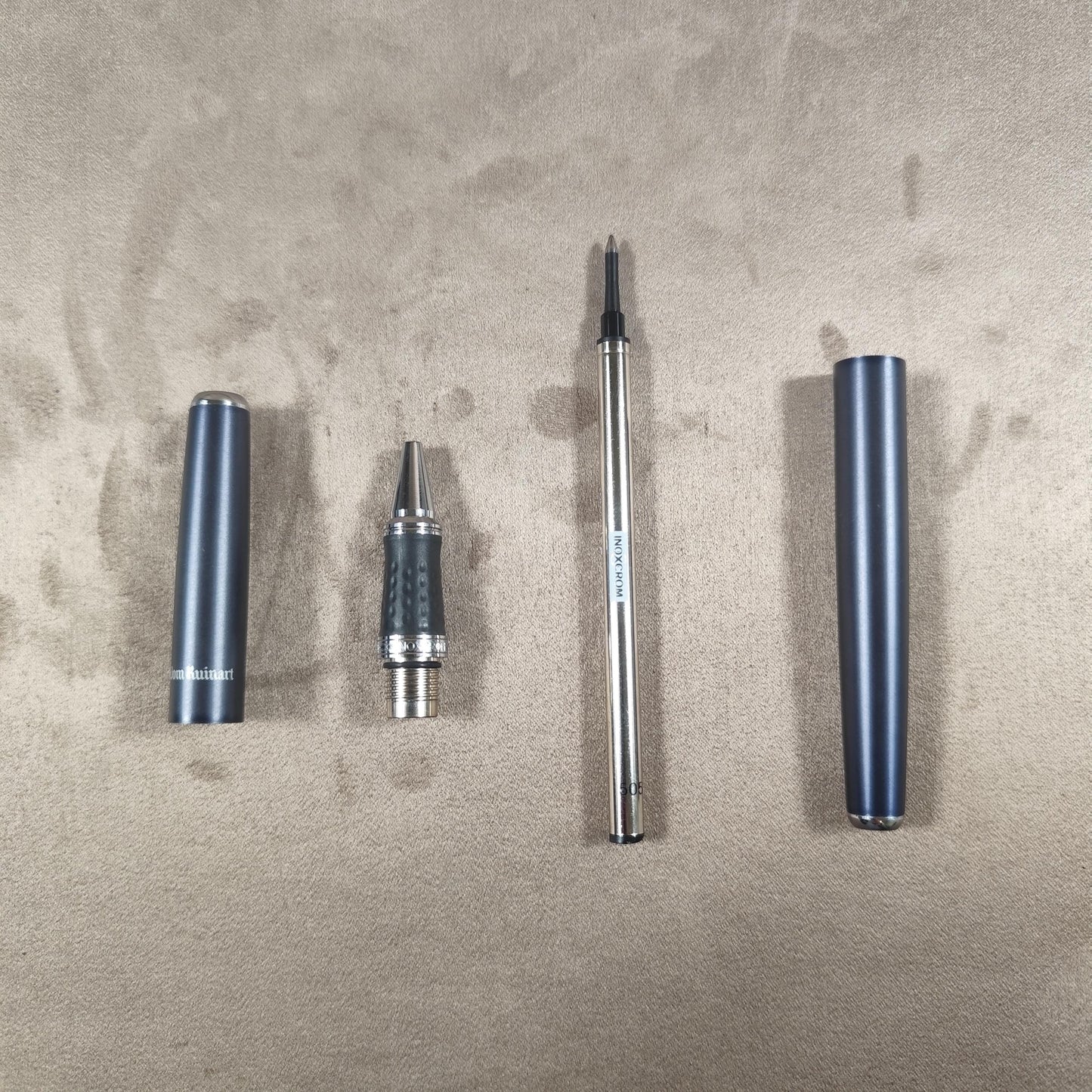 RARE Stylo roller Dom Ruinart gris métal Made in France Vintage 1980