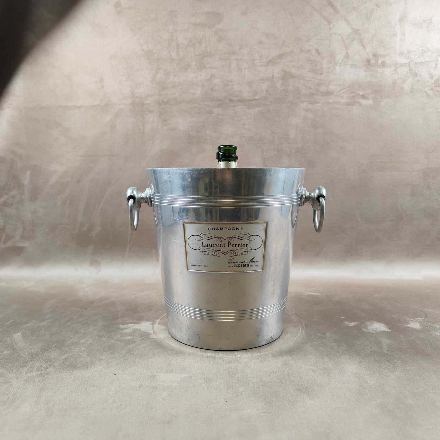 Seau à champagne Laurent Perrier vintage en aluminium Reims Années 1960