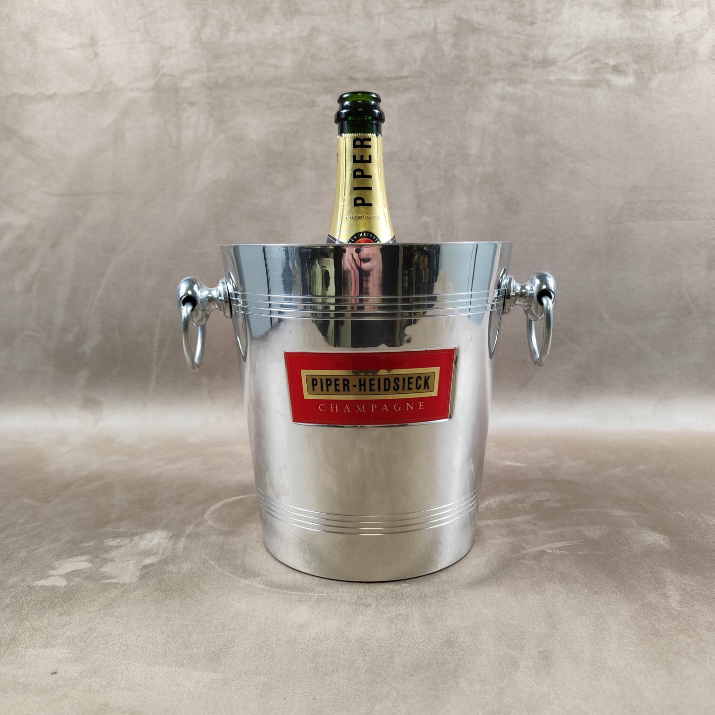 Seau à champagne Piper-Heidsieck en métal Seau publicitaire vintage