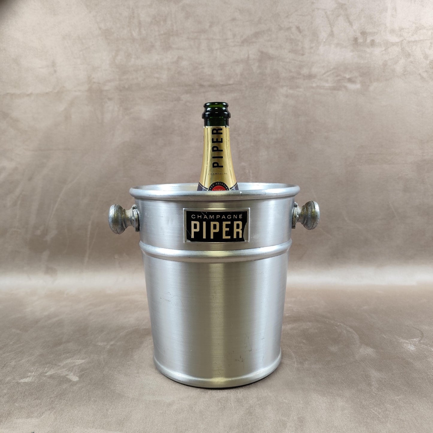 Seau à champagne Piper vintage en aluminium Seau publicitaire ancien