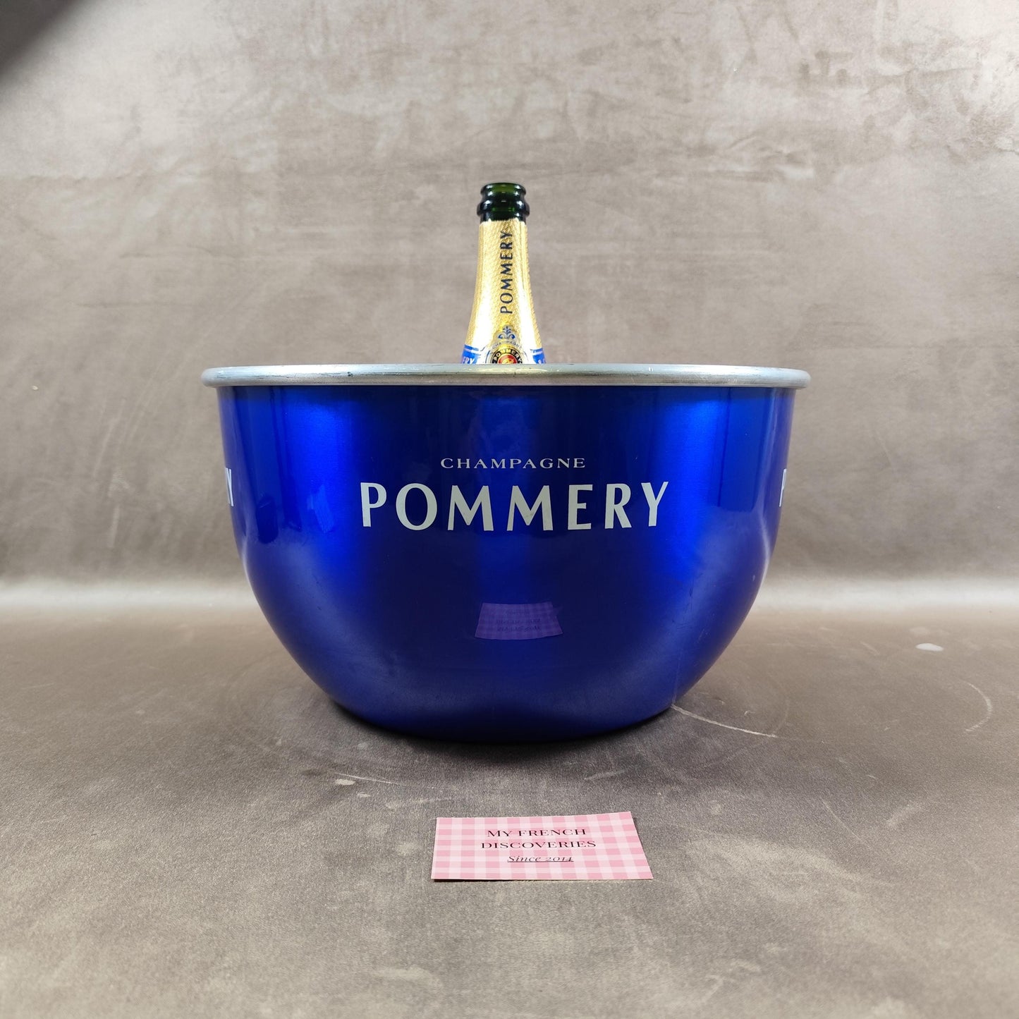 Vasque champagne Pommery aluminium bleu Seau à bouteilles Grand modèle