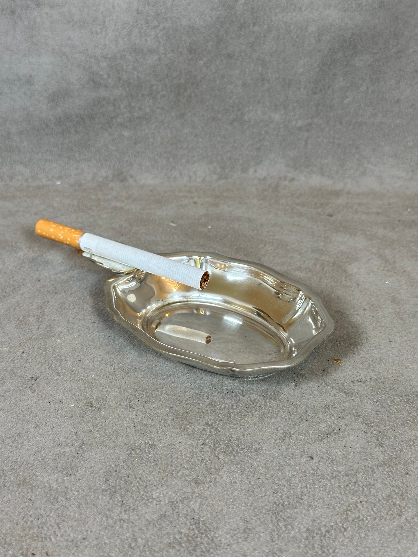 Vintage silver metal ashtray or tastevin made in France