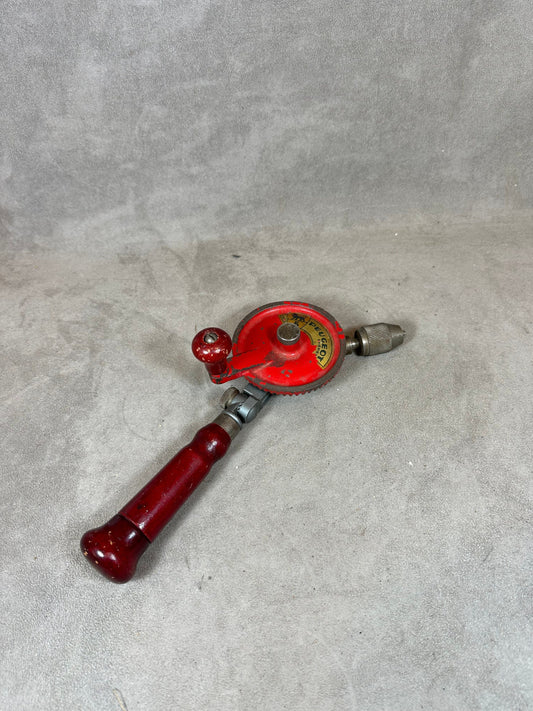 Peugeot Chignole Hand Drill in Metal and Vintage Red Wood Made in France 1900