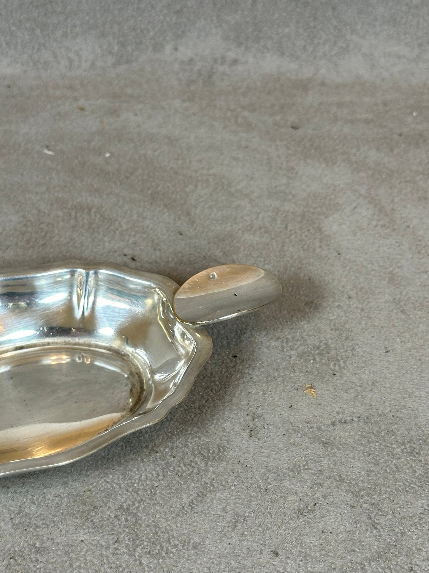 Vintage silver metal ashtray or tastevin made in France