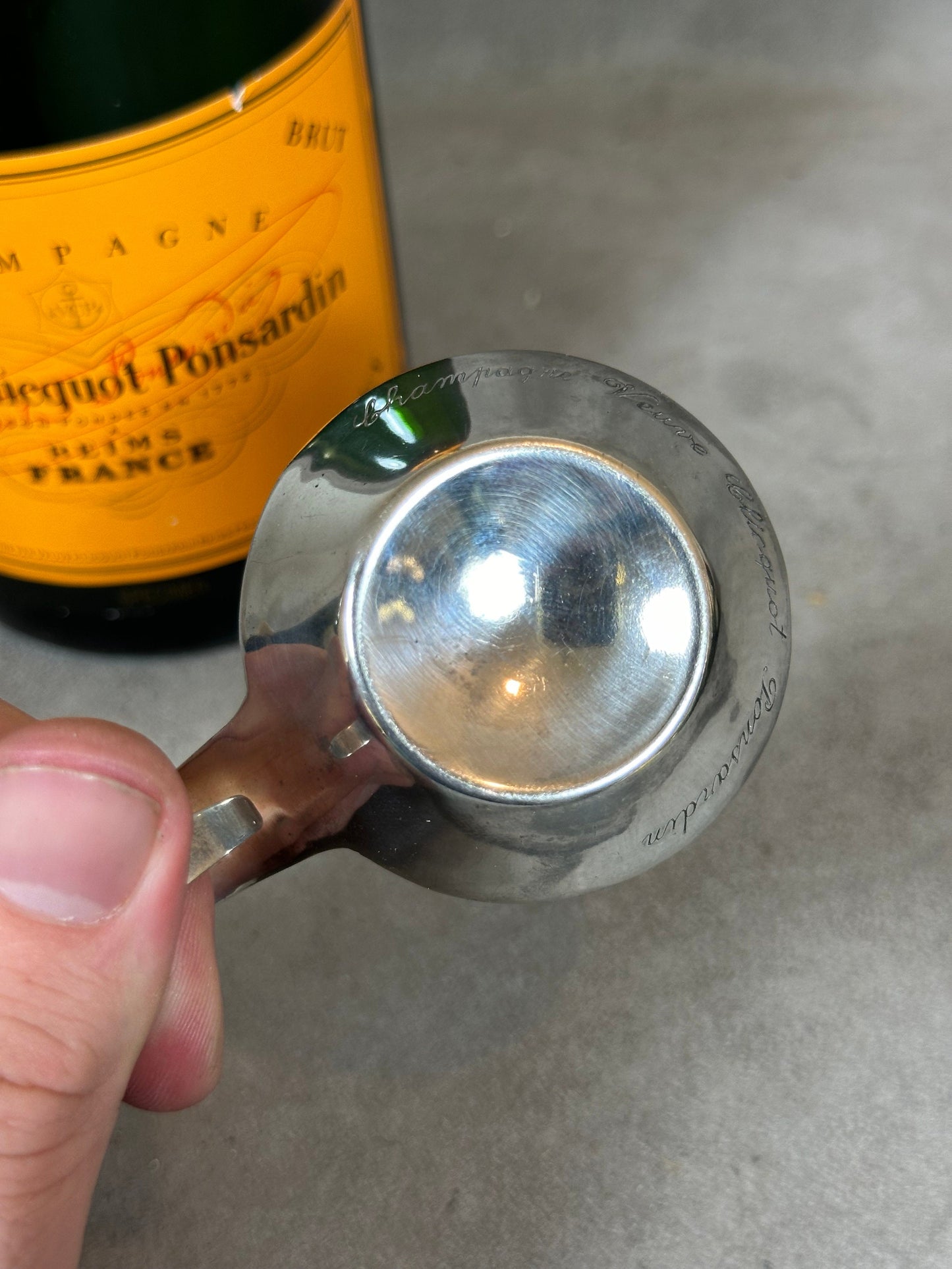 SELTENE Veuve Clicquot Tastevin in Vintage-Silbermetall, hergestellt in Frankreich