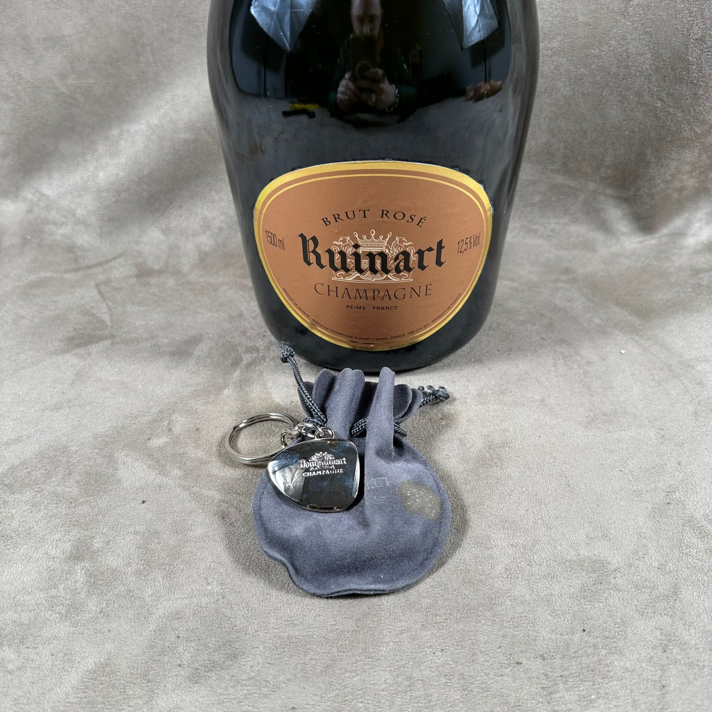 Metal key ring, Champagne Dom Ruinart, by Arthus Bertrand, Made in France, Vintage 1980