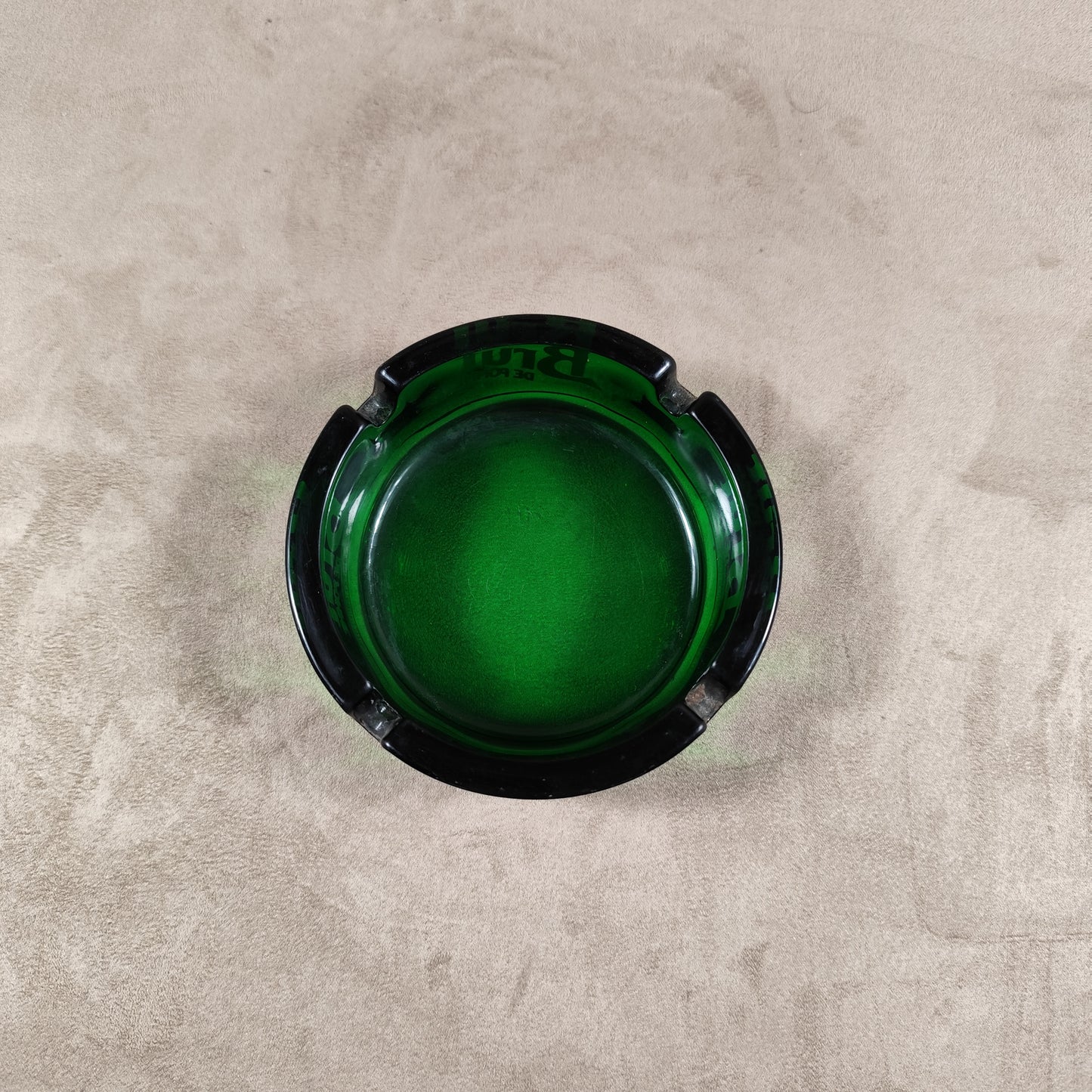 BRUT Werbeaschenbecher aus grünem Glas von Pomme Soda Francais Vintage Made in France