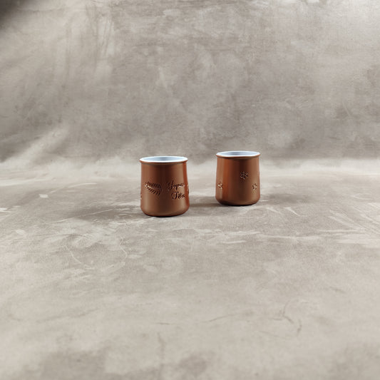 2 pot de yaourt La fermière édition spéciale " Joyeuse fêtes" pour Noël en terre cuite émaillée doré vintage made in France