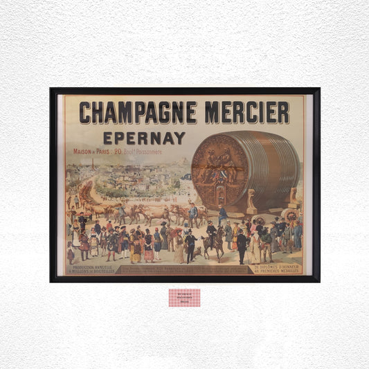 Affiche Champagne Mercier Épernay – Grand tonneau de l’Exposition Universelle de 1889 – Format 65 x 40 cm sans cadre