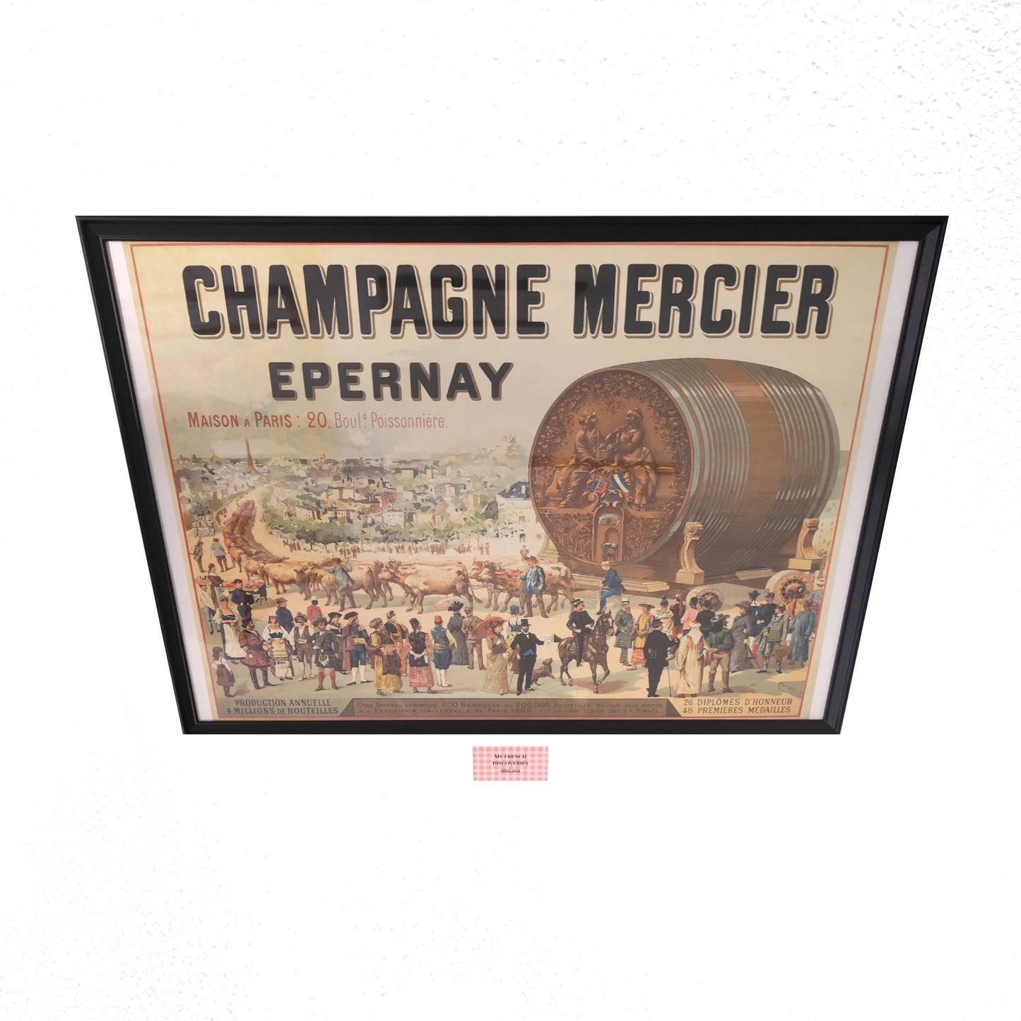 Affiche Champagne Mercier Épernay – Grand tonneau de l’Exposition Universelle de 1889 – Format 65 x 40 cm sans cadre