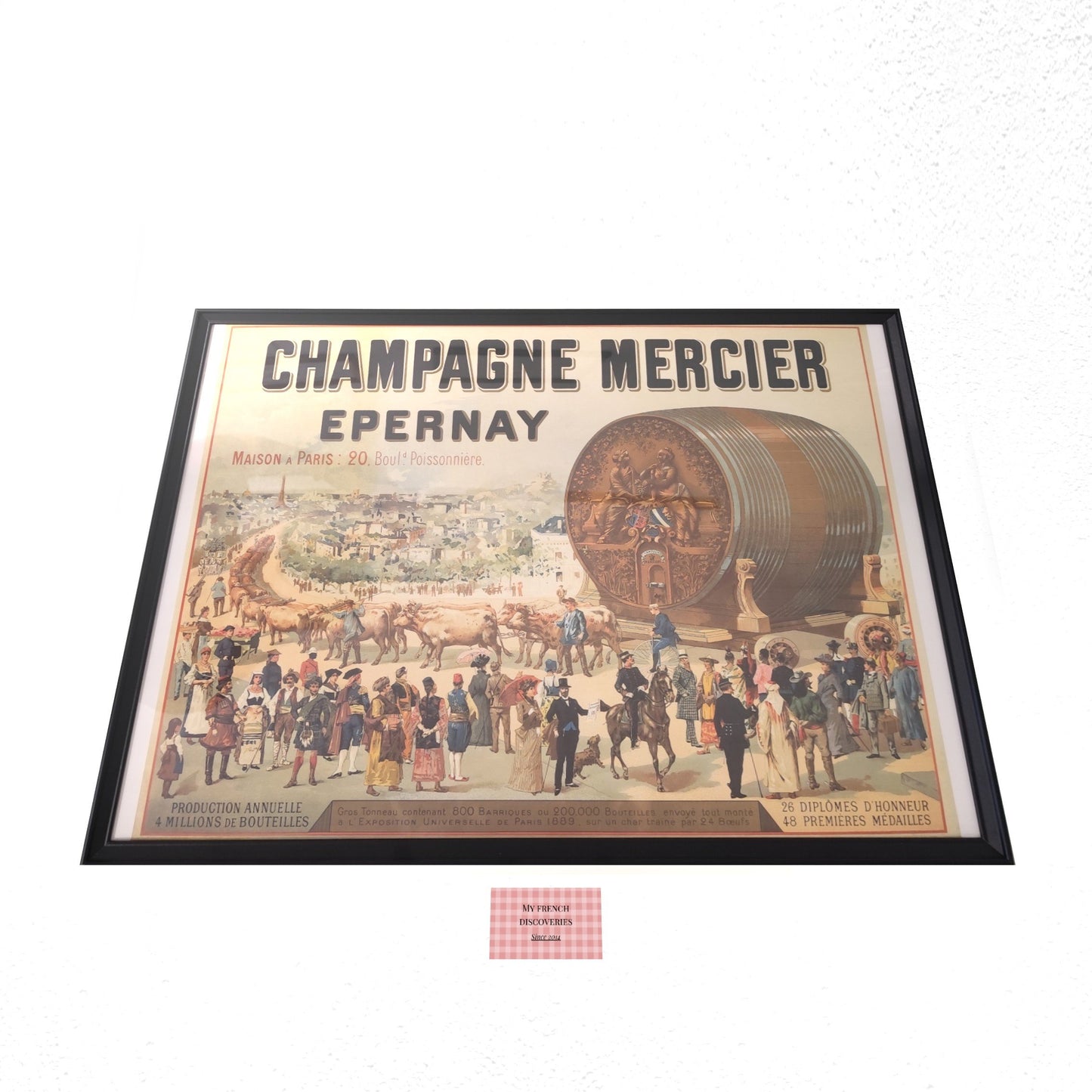 Affiche Champagne Mercier Épernay – Grand tonneau de l’Exposition Universelle de 1889 – Format 65 x 40 cm sans cadre