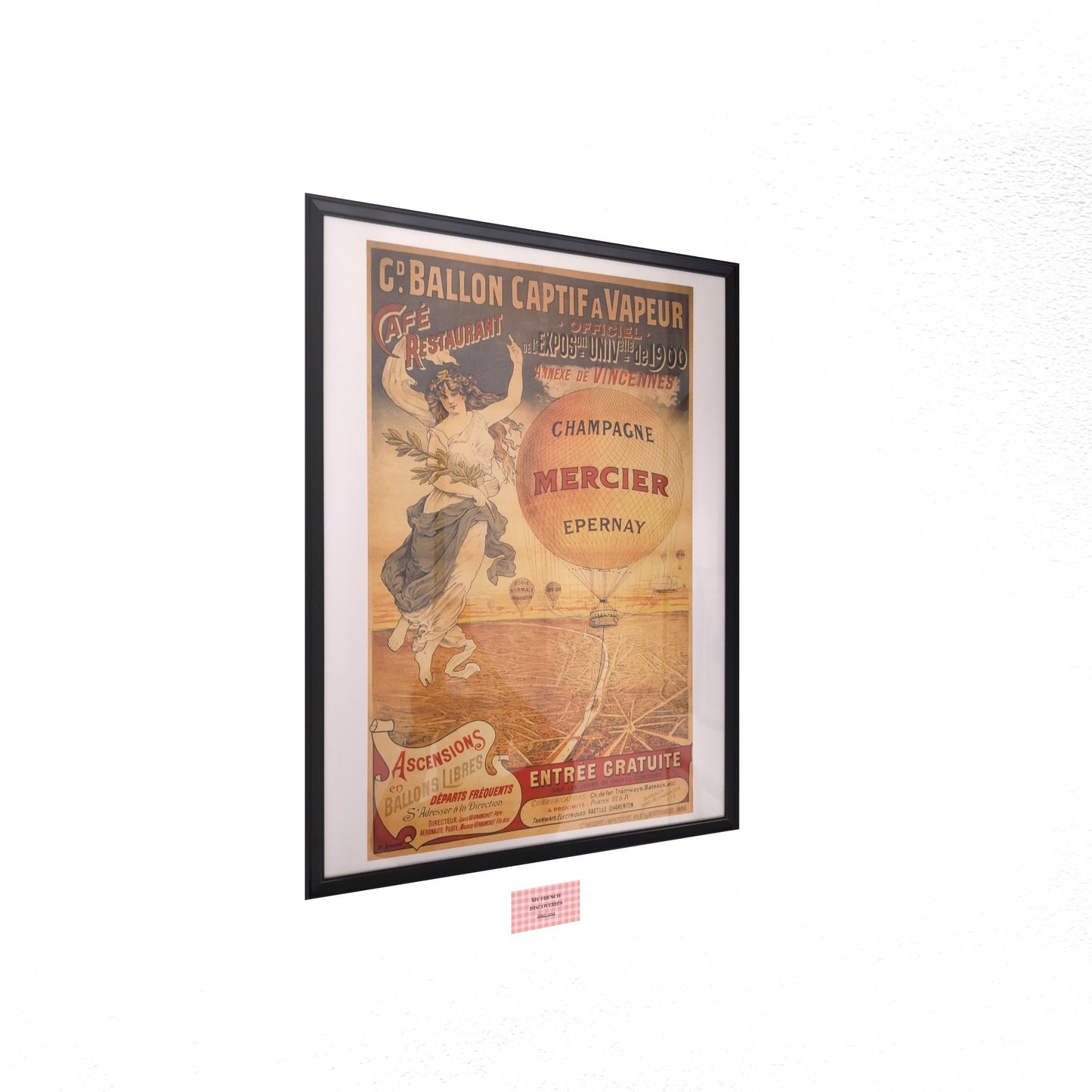 Affiche Champagne Mercier Épernay – Ballon captif Exposition Universelle 1900 – Format 65 x 40 cm sans cadre