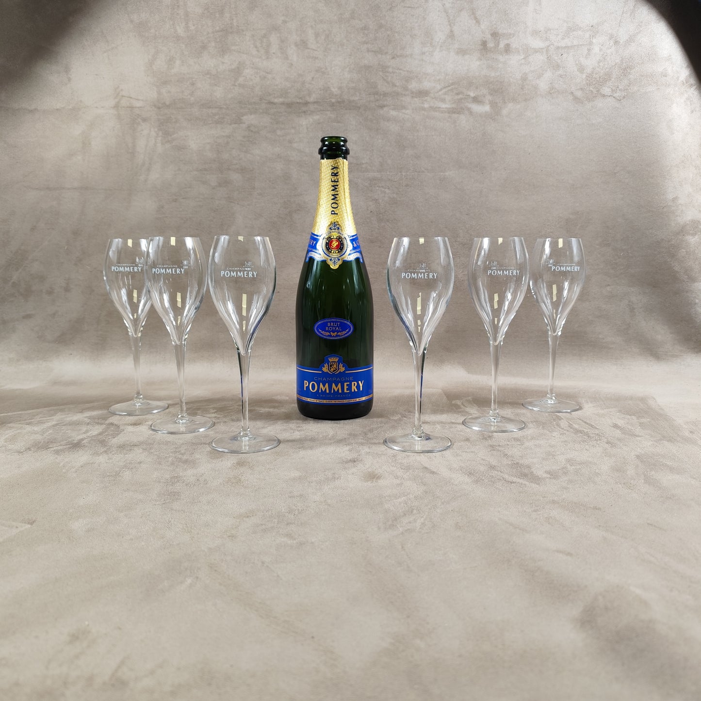 Lot de 6 flutes en verre Champagne Pommery vintage Made in France